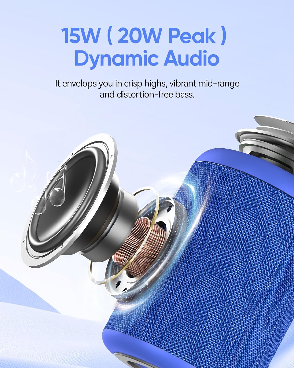 Portable Bluetooth Speaker with Lights, Stocking Stuffers, Powerful Crystal Clear Sound, IPX5 Waterproof, All Day Playtime, BT 5.3, TWS Paring, Small Wireless Speaker for Outdoor, White Elephant Gifts