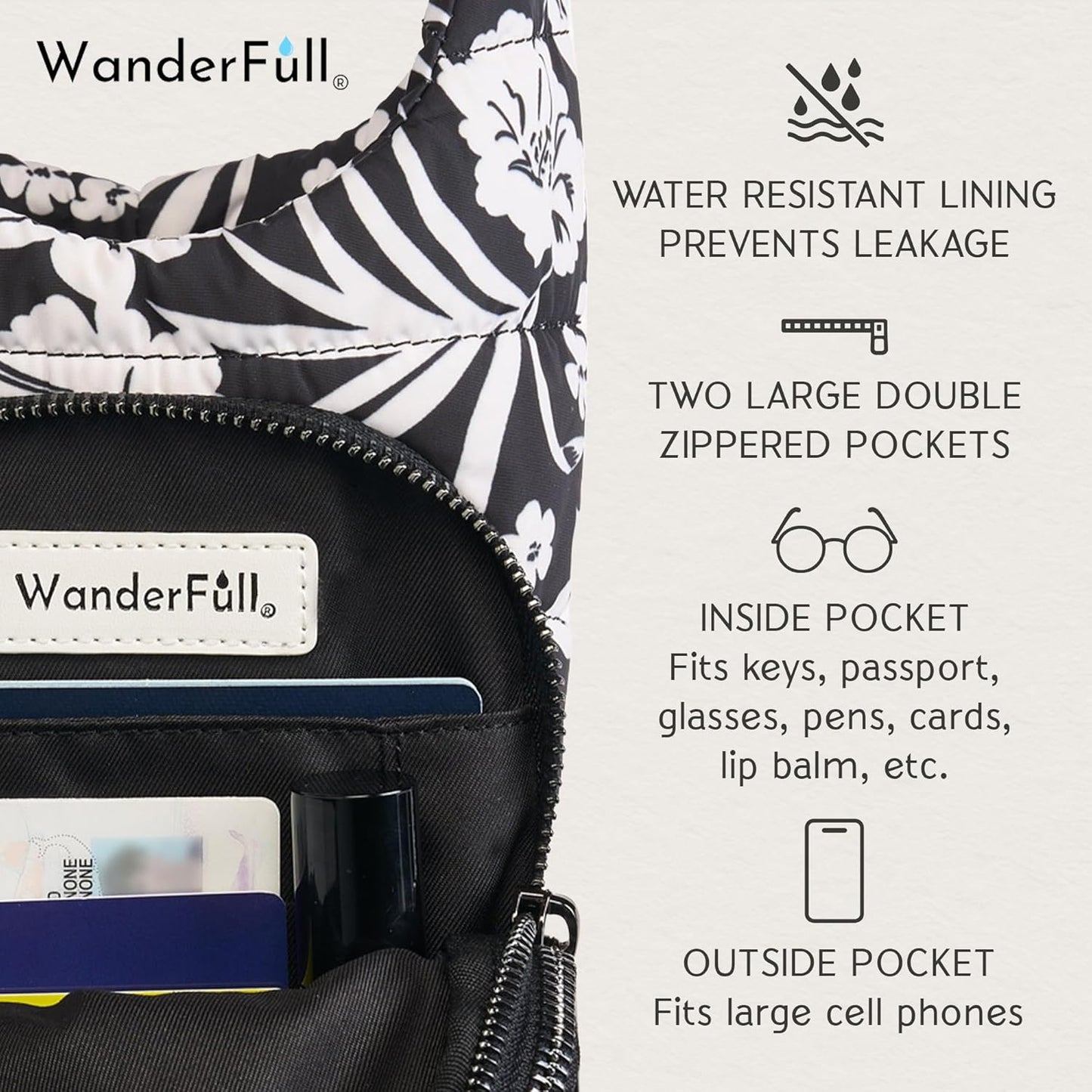WanderFull® Original HydroBag® Collection, Water Bottle Holder w/Strap & Phone Pocket, Hands-Free Crossbody Water Bottle Bag