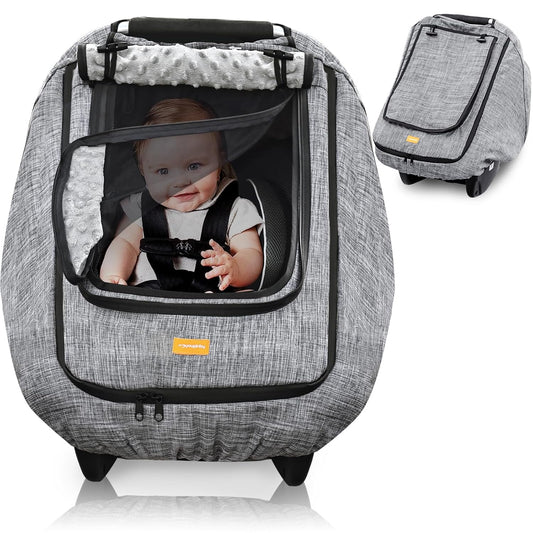Waterproof Baby Car Seat Cover，Cold Weather Carseat Cover for Babies,Infant Car Seat Cover Canopy for Boy Girls,Windproof Car Seat Canopy for Boys & Girls, Keeps Babies Warm and Cozy