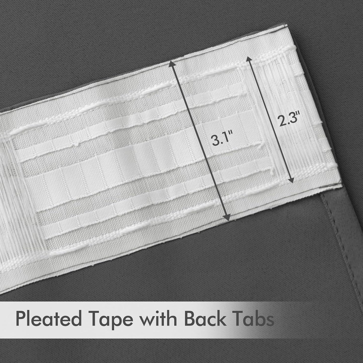 MIULEE Back Tab Grey Blackout Curtains 96 Inch Long 2 Panels Set for Living Room Bedroom, Rod Pocket/Pinch Pleated Long Thermal Insulated Room Darkening Light Blocking Floor to Ceiling Curtains/Drapes