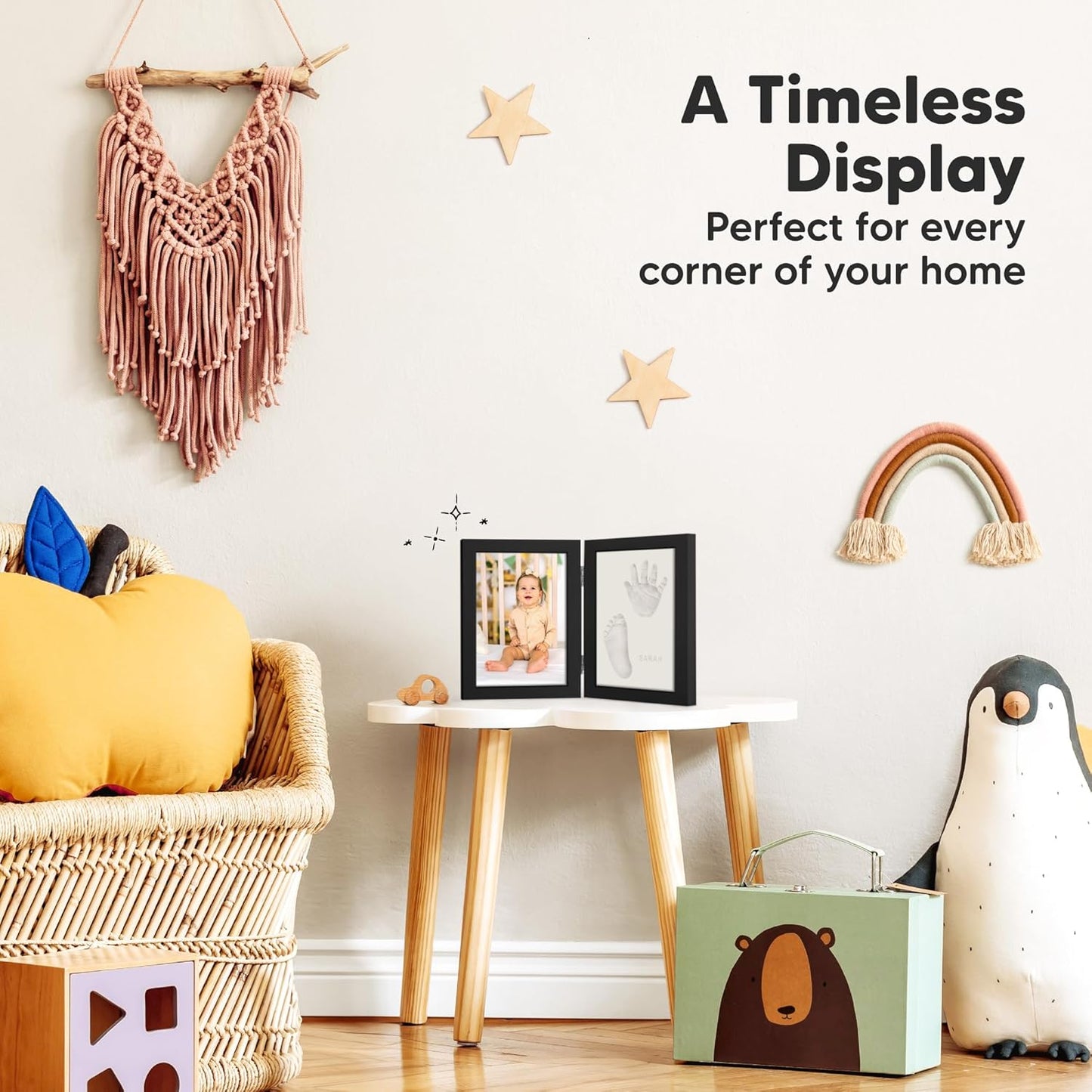 Baby Hand and Footprint Kit, Quick Dry Clay - Newborn Keepsake Feet and Handprint Kit, Nursery Picture Frame, Pet Dog Paw Prints,Personalized New Mom Gifts for Baby Showers & Registry(Onyx Black)