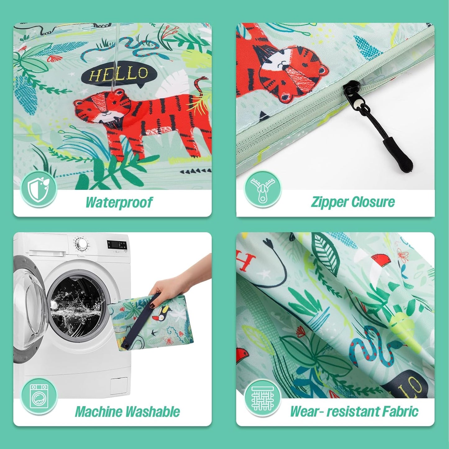 MissBoy Laundry Bags, 2 Pack Waterproof Travel Laundry Bag, Reusable and Washable Dirty Clothes Storage Bag with Zip Closure for Home, Travel, Camping, Caravan, Dormitory, 24"x17"