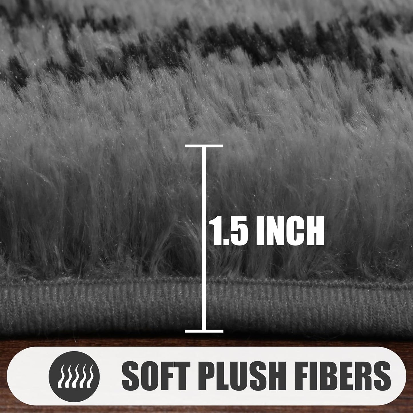 ONASAR 6x9 Area Rugs for Living Room Bedroom, Washable Large Fluffy Grey and Black Throw Rug, Geometric Soft Plush Shaggy Fuzzy Floor Carpet for Nursery Kids Girls Boys Teen Dorm Home Office Decor