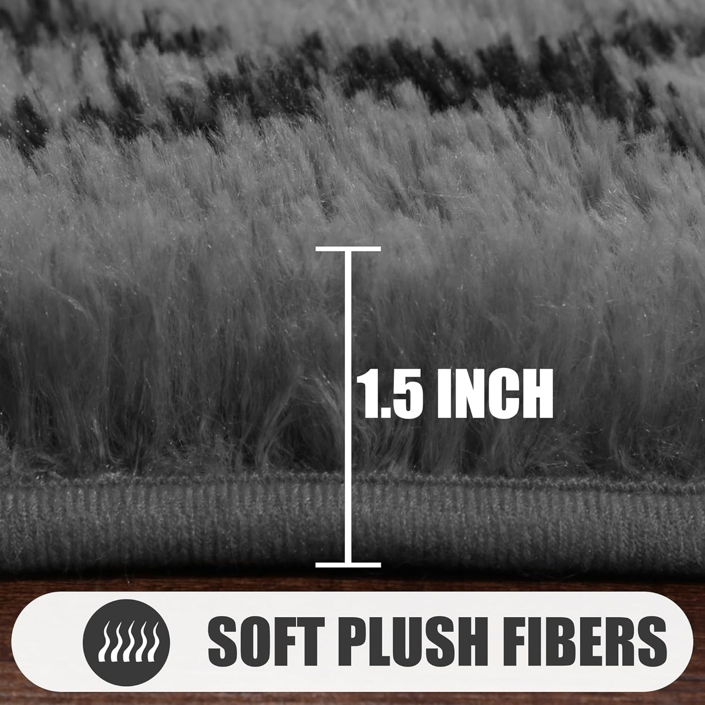 ONASAR Bedroom Living Room Area Rugs 5x8, Grey and Black Geometric Rug Floor Mat for Home Decor Aesthetic, Soft Shaggy Plush Fluffy Moroccan Carpet for Teen Nursery Playroom Dorm Classroom