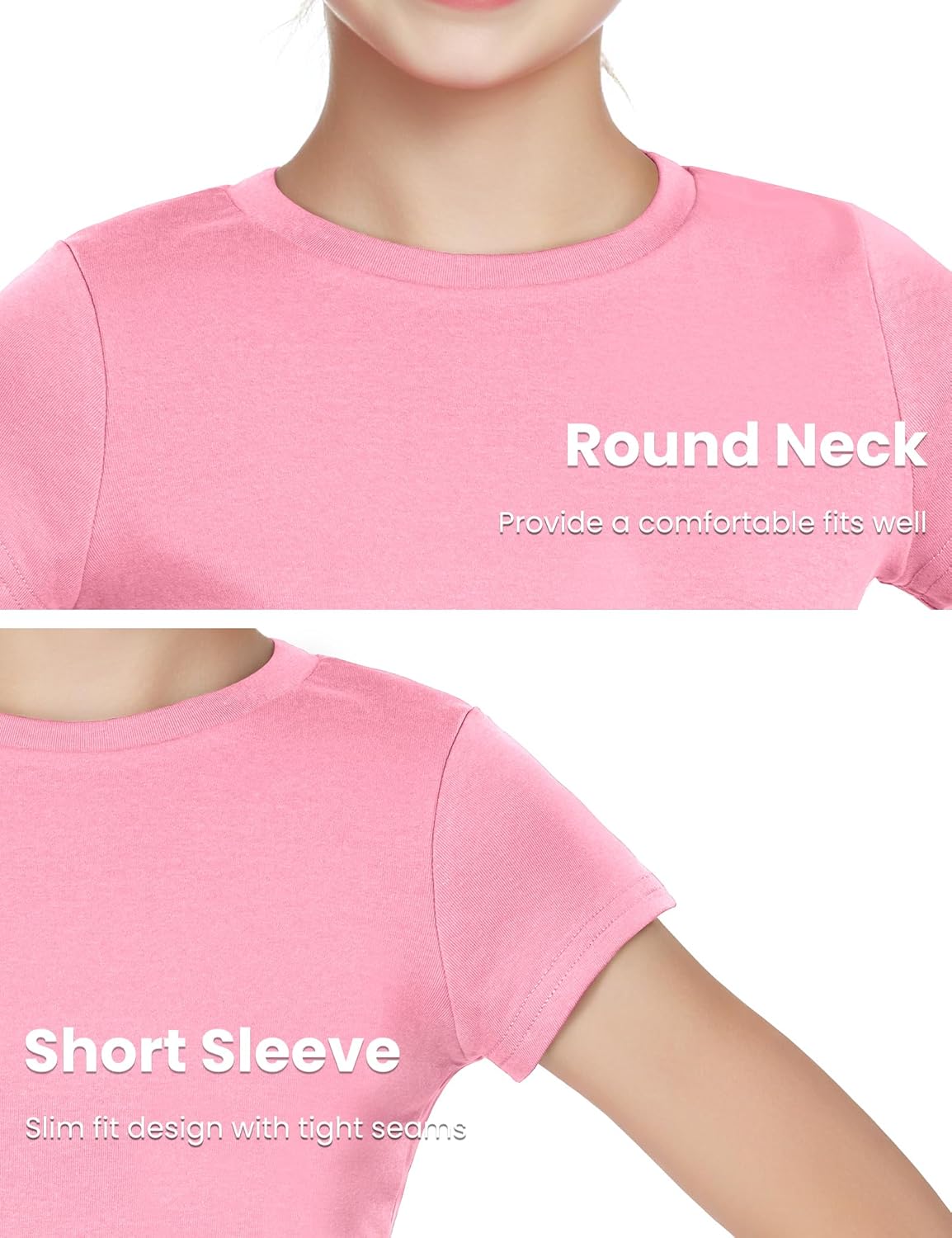 Auranso Girls Crop Tops Summer Short Sleeve Round Neck T Shirts Basic Tee for Kids