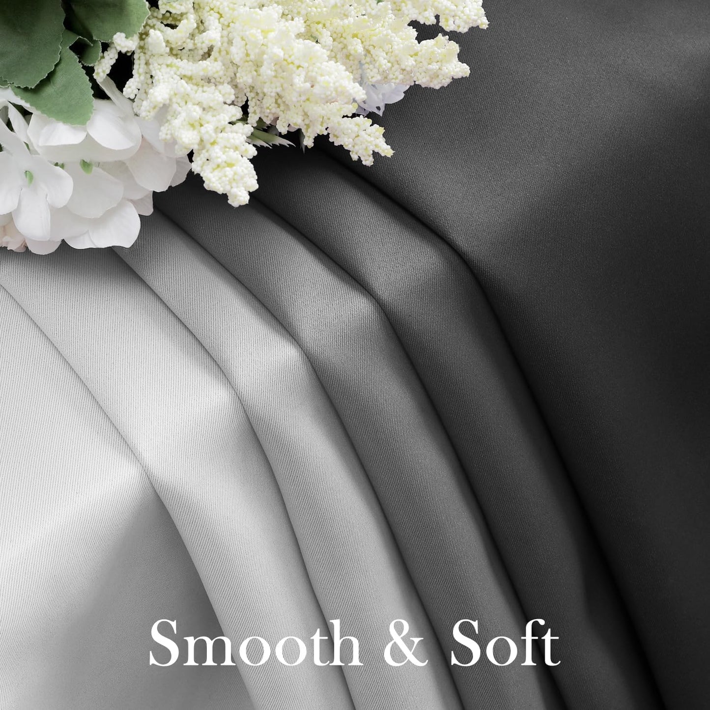 HOMEIDEAS Grey Gray Ombre Blackout Curtains 52 X 63 Inch Length Gradient Room Darkening Thermal Insulated Energy Saving Grommet 2 Panels Window Drapes for Living Room, Bedroom