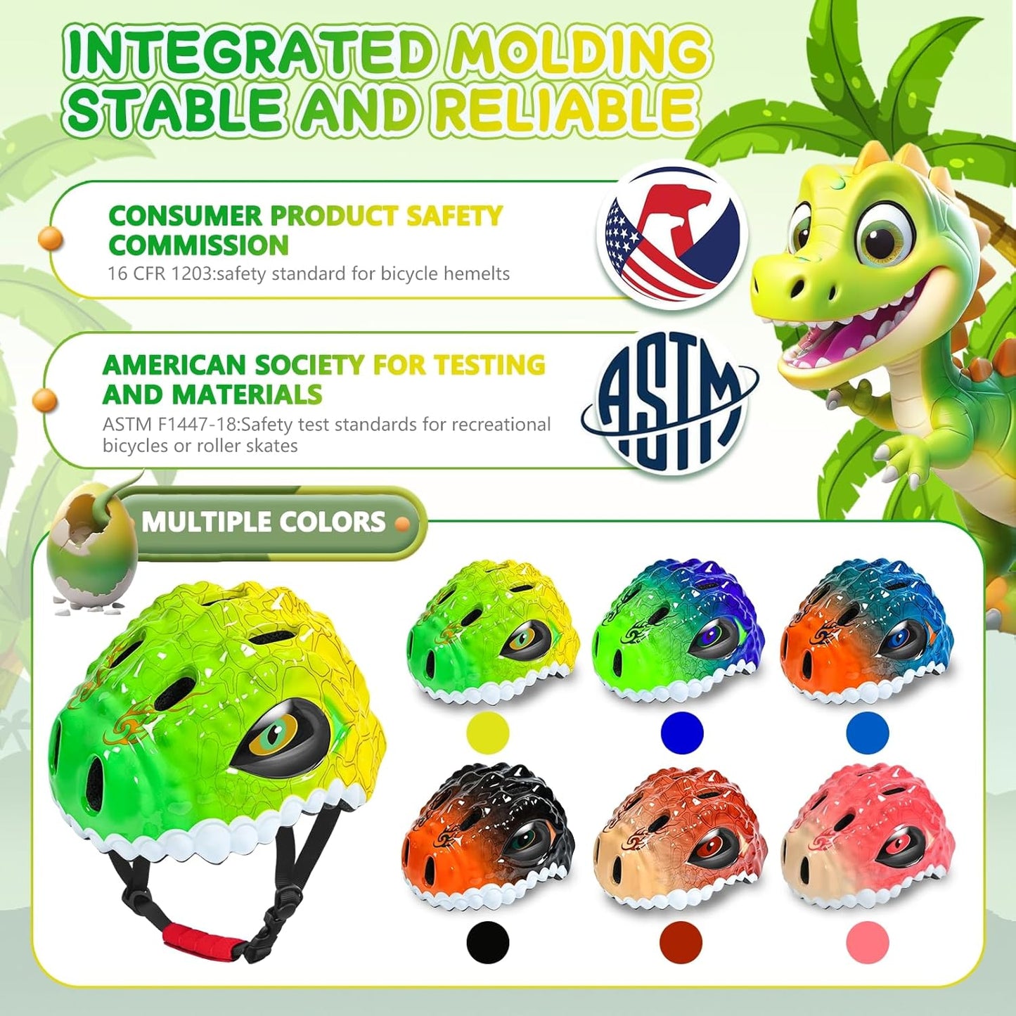 Toddler/Kids Bike Helmet Set for Boys Girls 3D Adjustable Kids Helmet Protective Gear Set Knee Elbow Wrist Pads and Multi-Sports Skateboard Scooter Cycling Roller Balance Bike