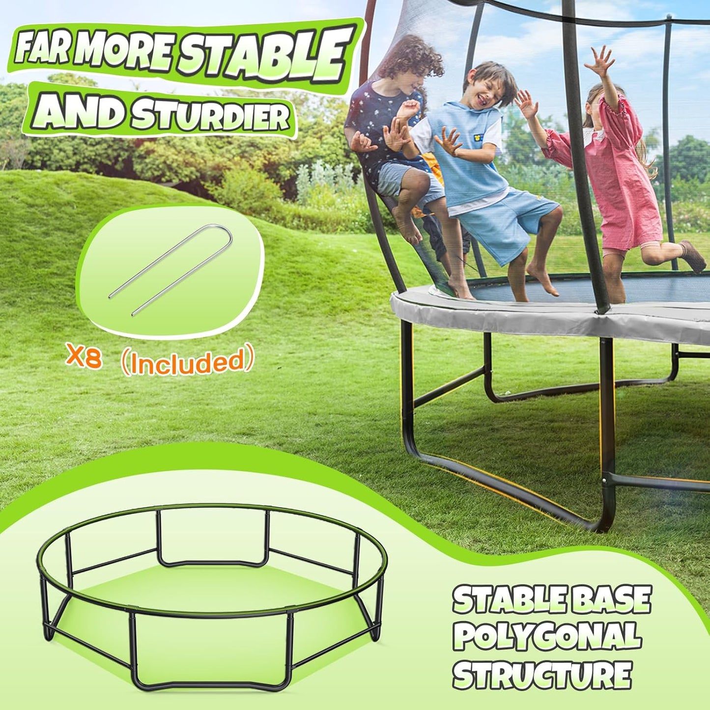 BCAN 8FT 10FT 12FT 14FT 15FT 16FT Recreational Trampoline with Enclosure for Kids Adults, ASTM Approved, Outdoor Trampolines with Ladder for Kids