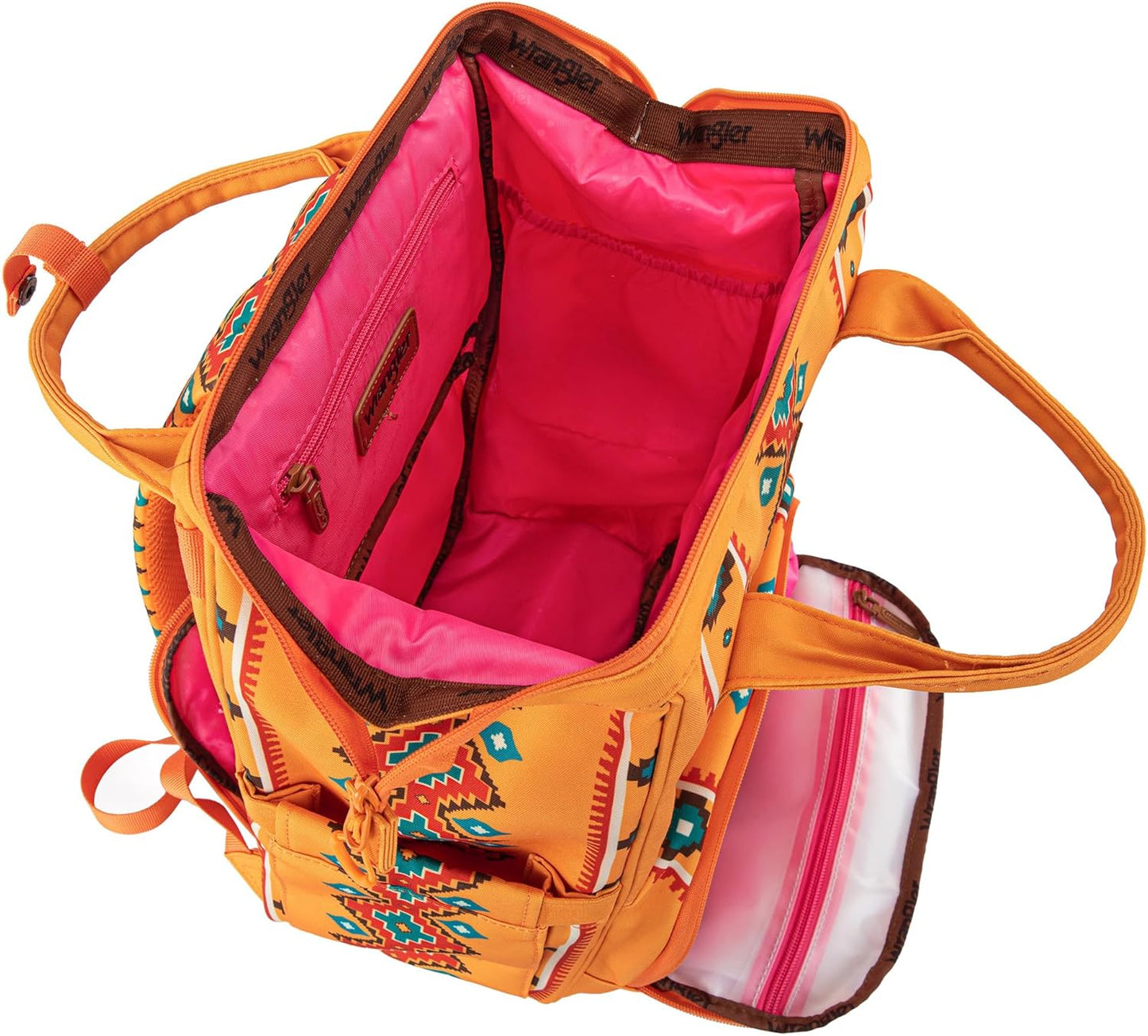 Wrangler Aztec Backpack Organized Daypack Travel Baby Bag with Stroller Strap and Side Bottle Pockets WG2204-9110MST