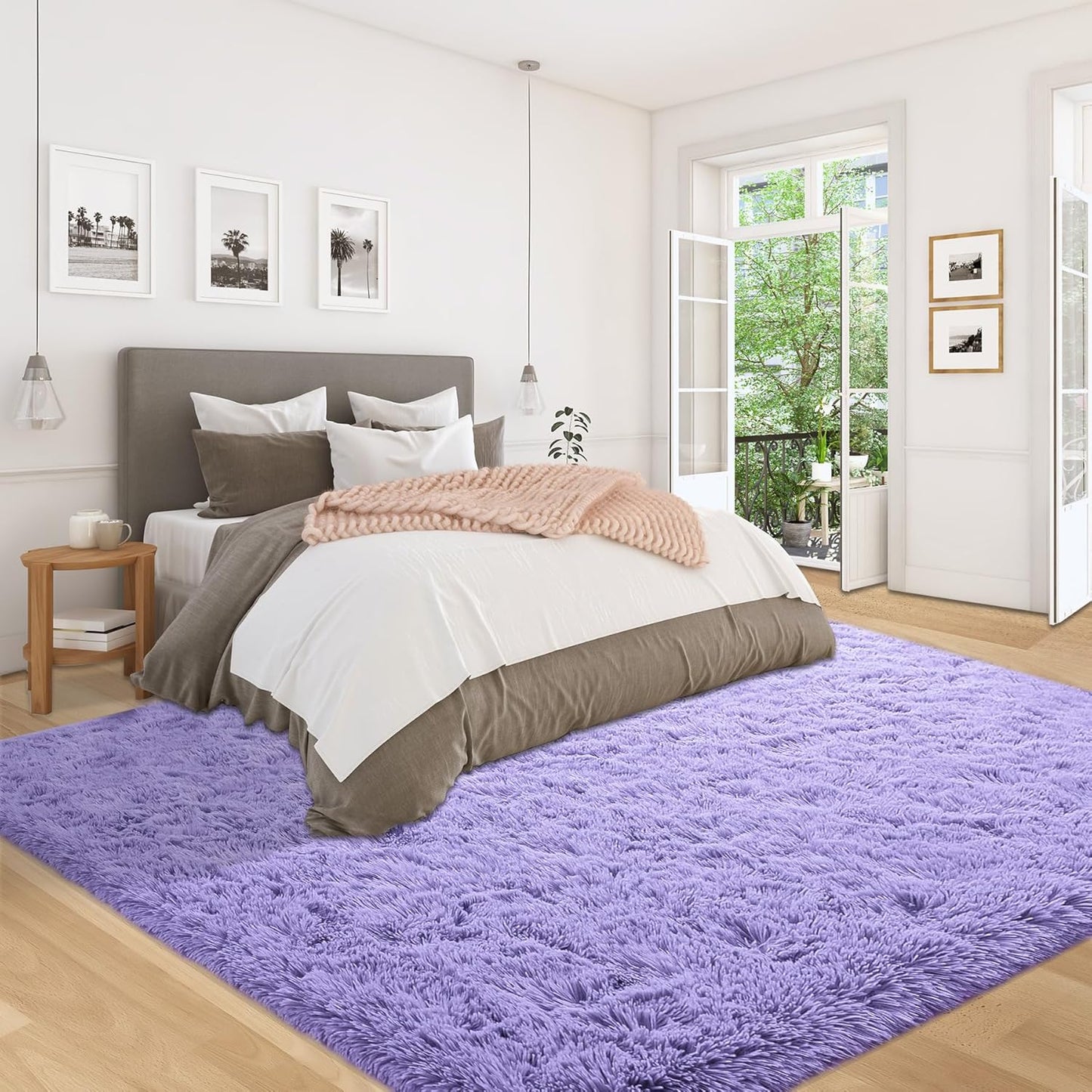 5x8 Area Rug for Living Room: Fluffy Shag Soft Washable Rugs Fuzzy Plush Indoor Carpet for Bedroom Nursery Playroom Dorm Kids Girls Boys Room (Purple, 5'x8')