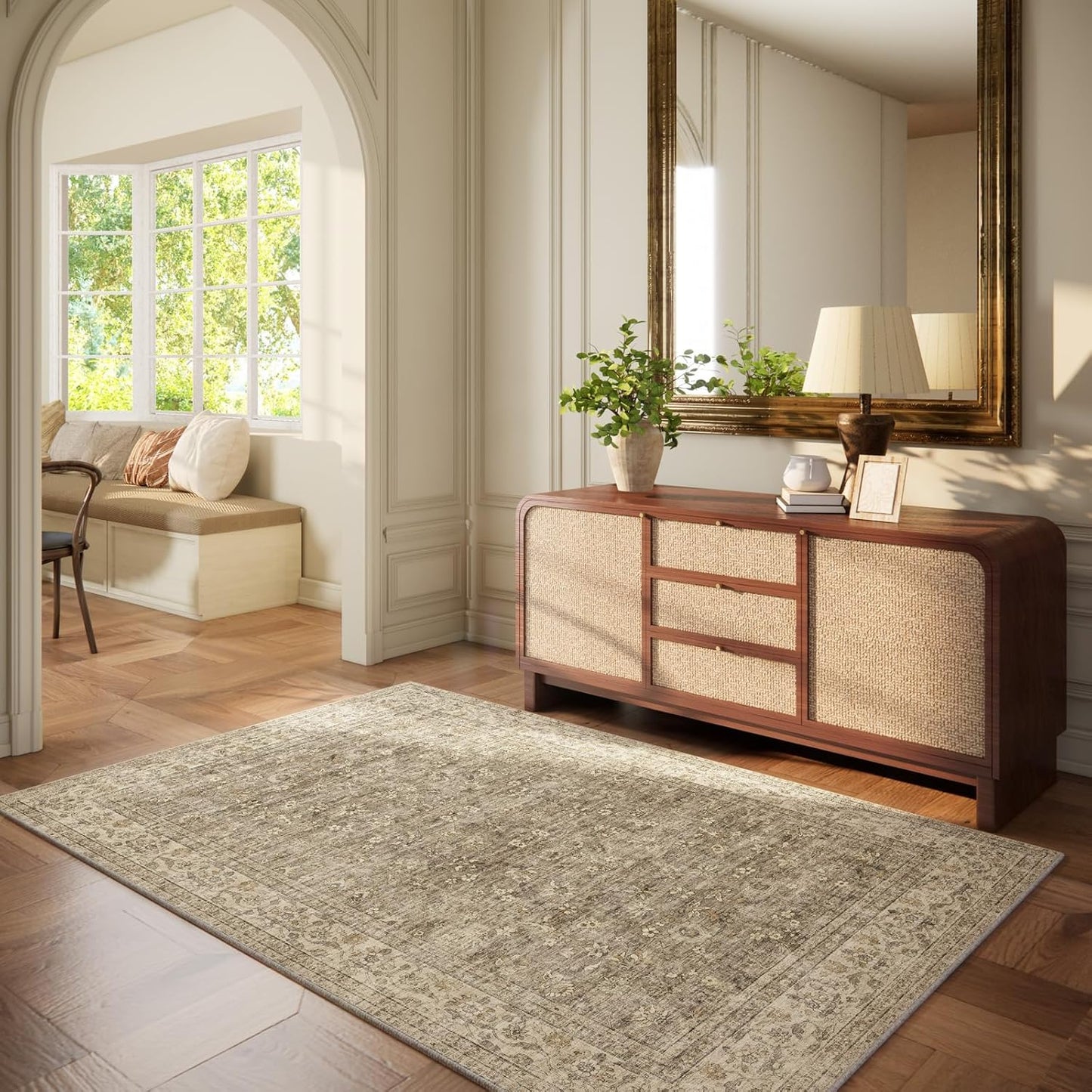 Washable Entryway Small Area Rugs: Door Mat Indoor Entrance 3x5 Boho Rug Stain Resistant Non-Slip Rubber Backing Soft Carpet for Kitchen Front Door Indoor Entrance Entry Bedroom Kids Room