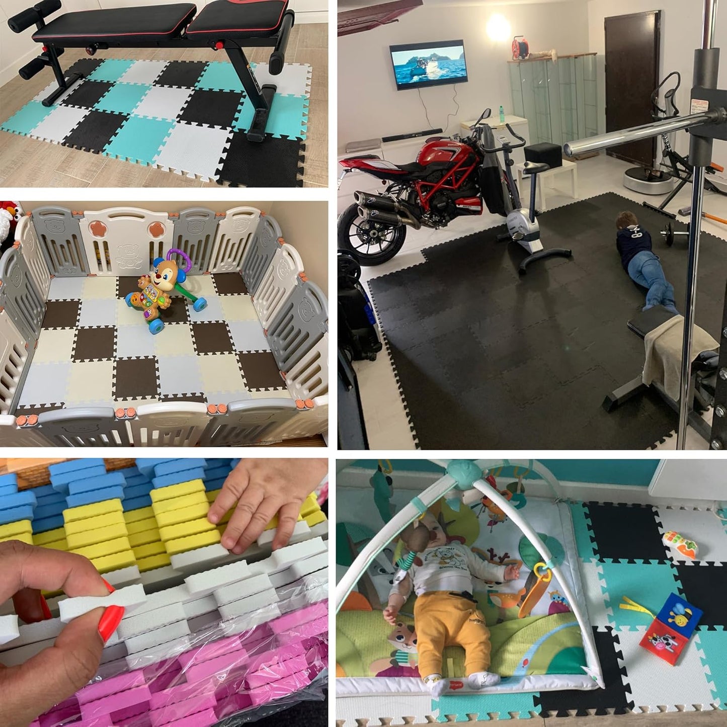 MQIAOHAM® 25 Pieces Puzzle Play Mats, Soft Baby Play Mat, Kids Interlocking Foam Floor Tiles, Toddlers Carpet Playmats G301025-107110112