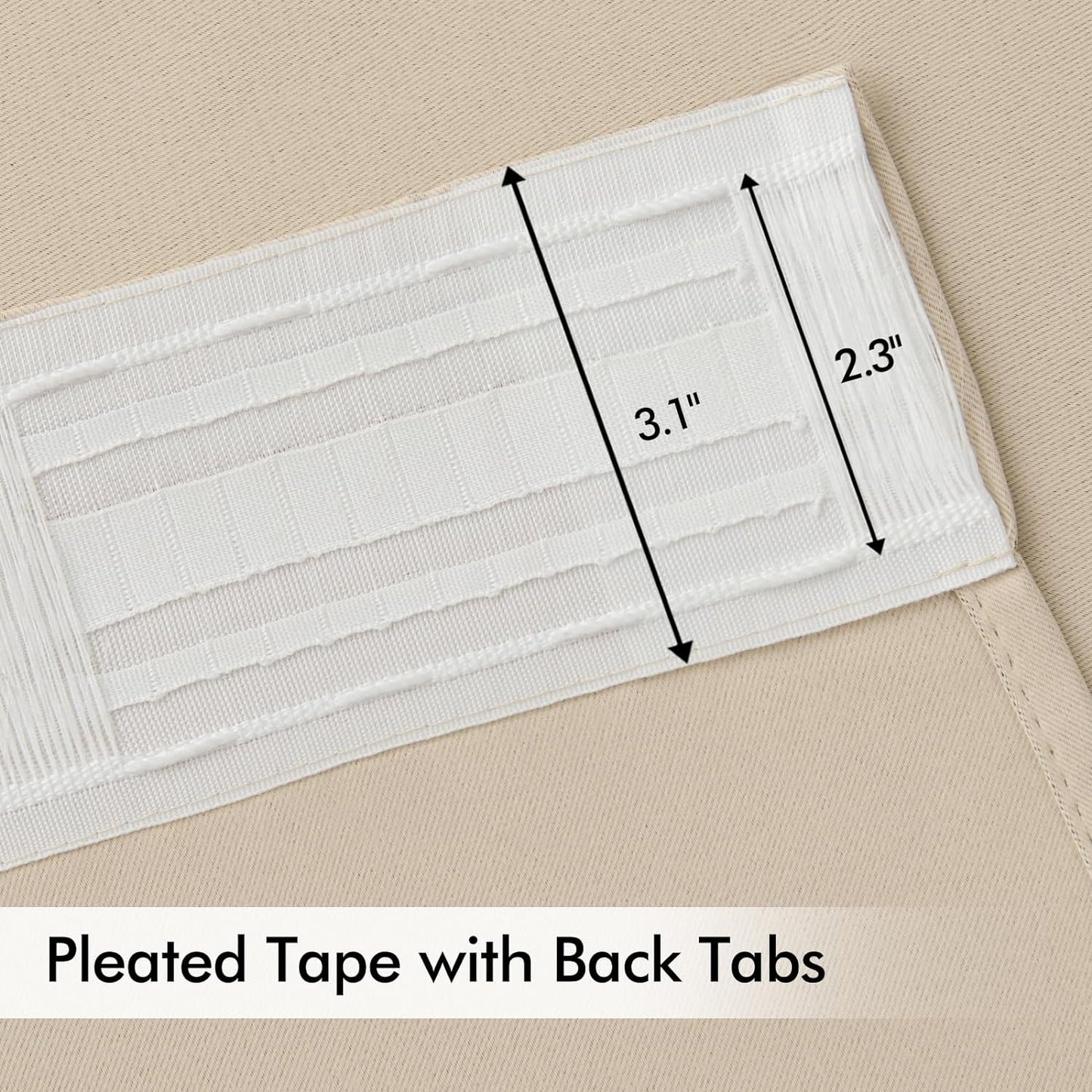 MIULEE Cream Beige Back Tab Light Blocking Curtains 72 Inch Length 2 Panels Set for Living Room Bedroom Privacy, Rod Pocket/Pinch Pleat Thermal Insulated Room Darkening Pleated Blackout Drapes