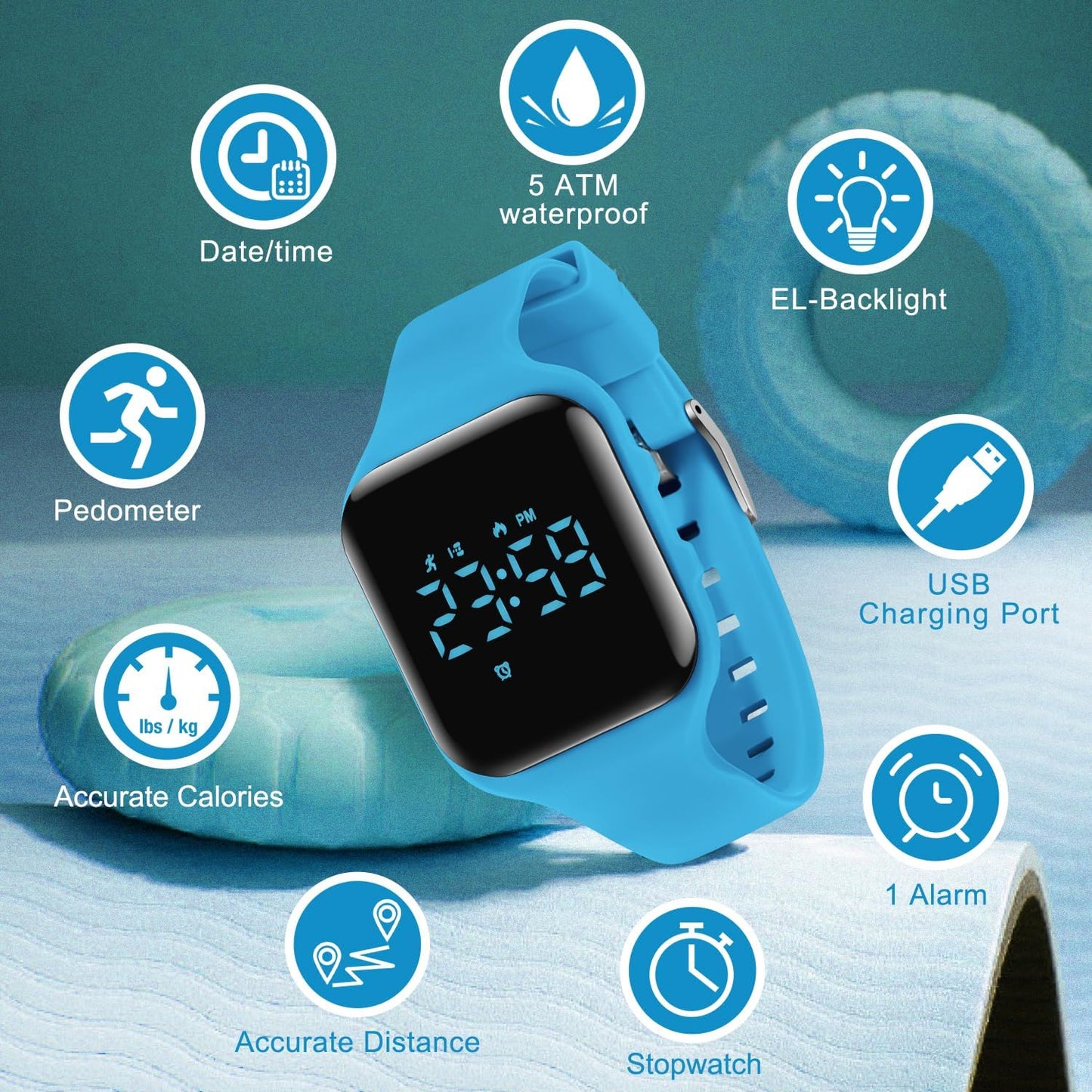 Kids Watches for Girls Boys Digital Sport Watch with Step Counter Pedometer Vibration Alarm Clock, No App Waterproof Fitness Tracker Kids Watch Boys Girls Teens Students Ages 5-16