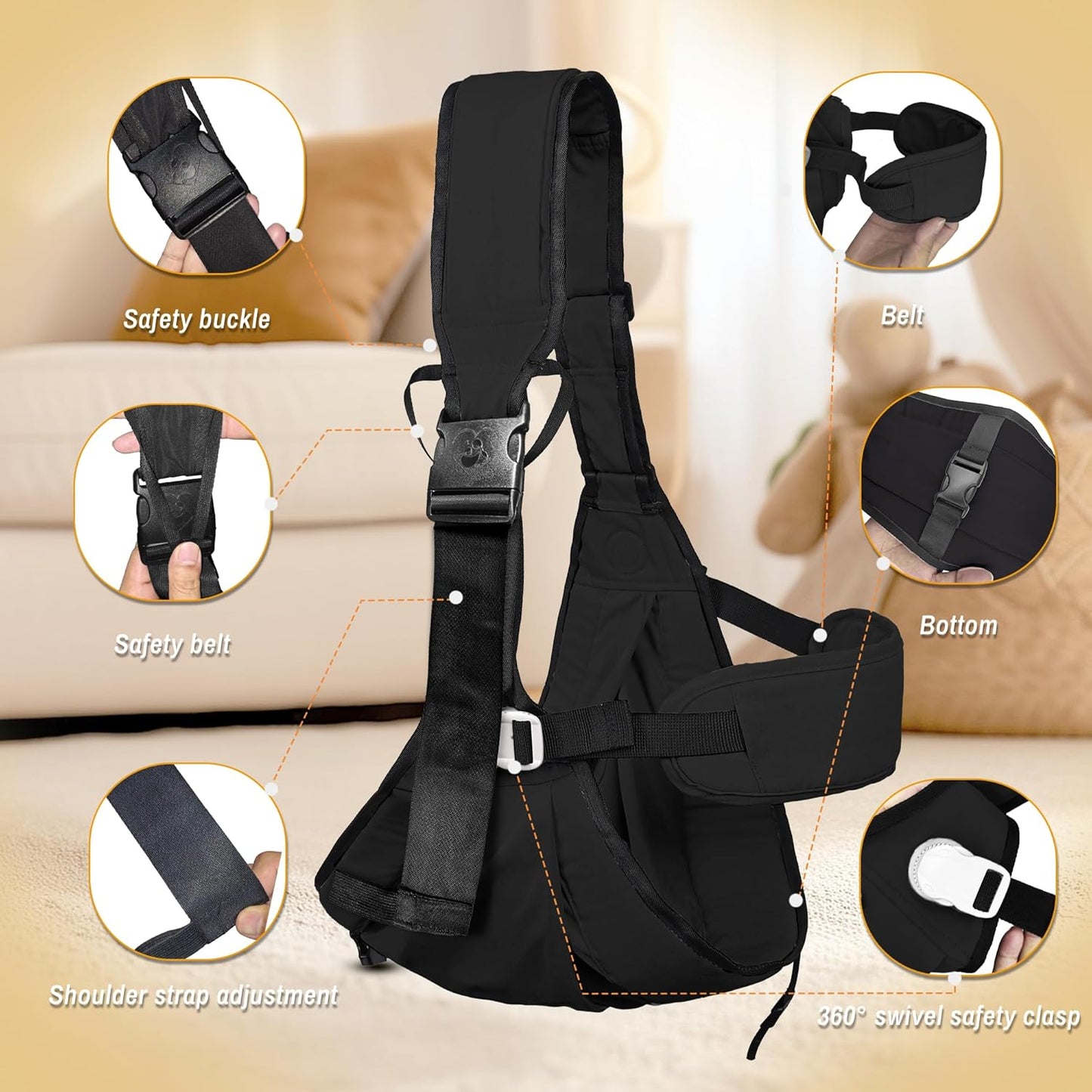 Baby Carrier Newborn to Toddler,Adjustable Baby Sling Carrier,Comfortable and Lightweight Toddler Carrier for 25-60 lbs,Ideal for Shopping Travelling