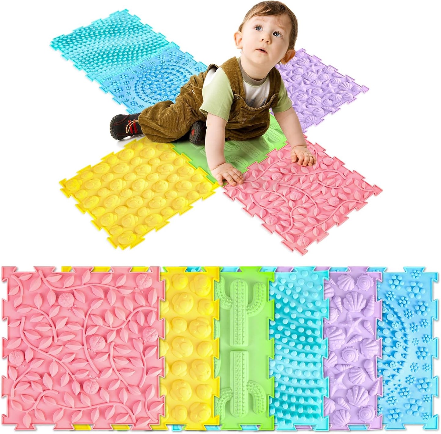 Sensory Mat for Autistic Children Massage Game Mats Puzzle Play Mats Textured Sensory Floor Tiles for Kids Toddlers Sensory Room Must Have