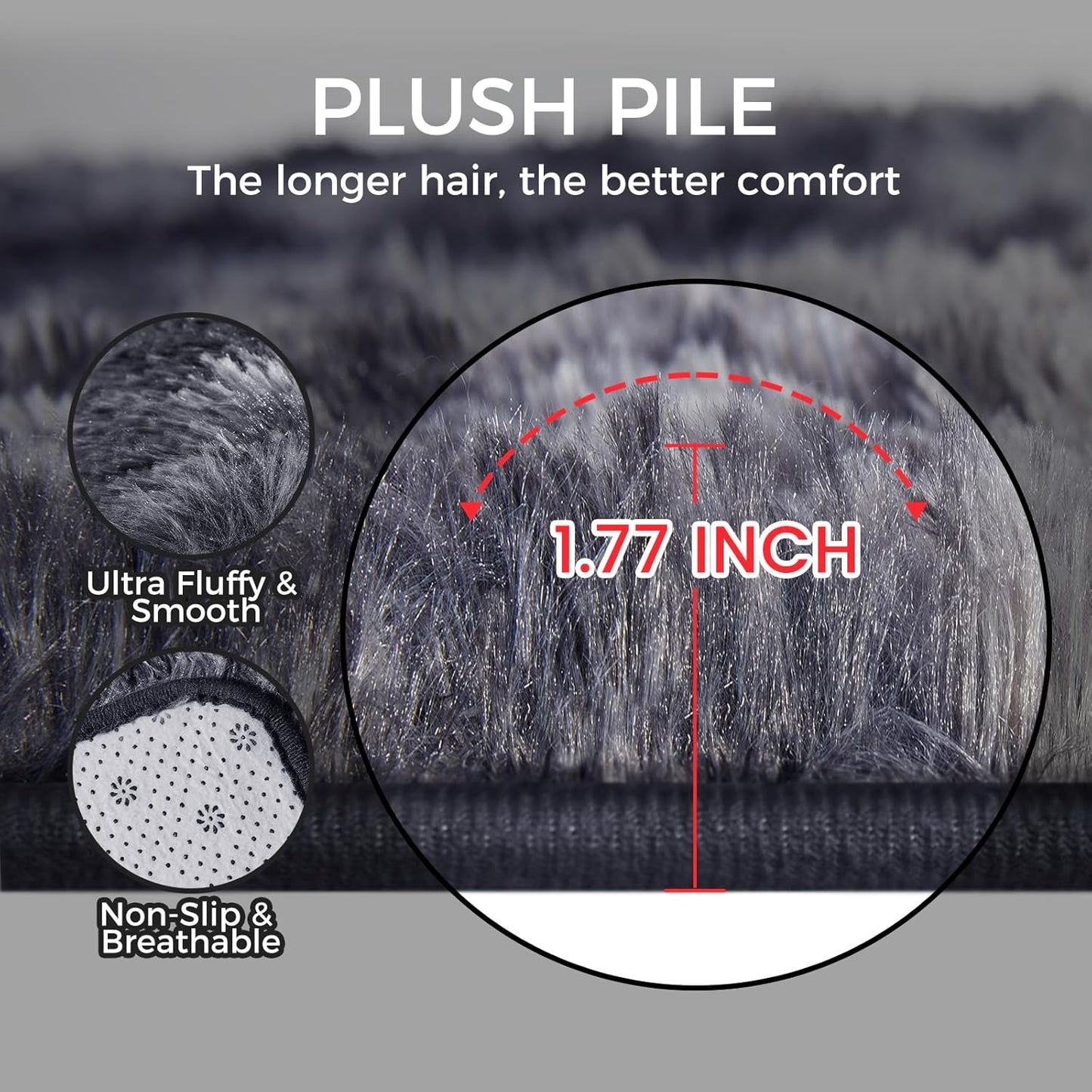 Ultra Soft Rug for Living Room, 9X12 Fluffy Shag Area Rug for Bedroom, Modern Shaggy Carpets Fuzzy Rug for Teens Dorm Nursery Home Decor Aesthetic, Upgrade Anti-Skid Durable, Tie Dye Black and Grey