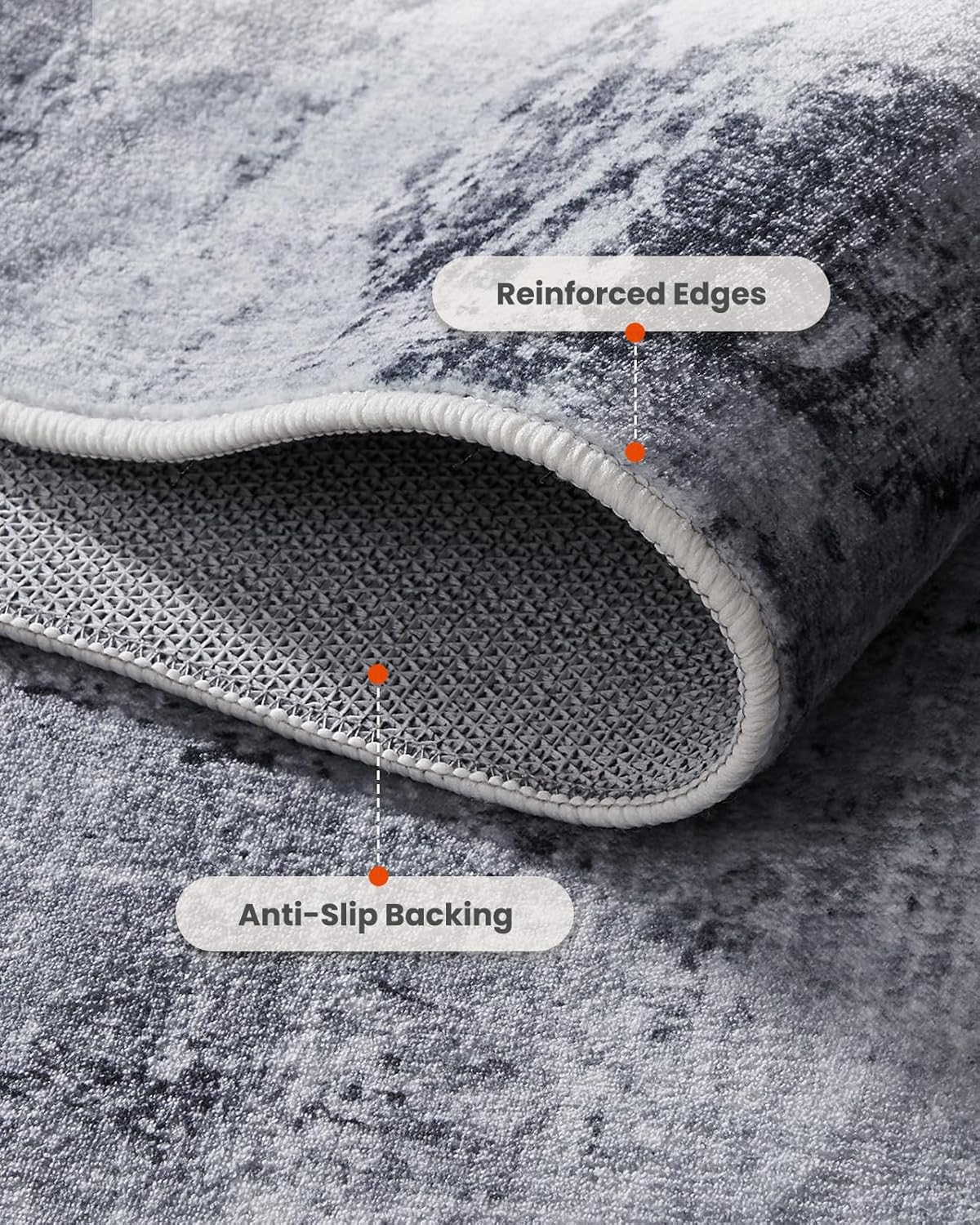 AMADA HOMEFURNISHING Washable Entry Rug,2x3 Modern Abstract Rug with Short Pile and Non-Slip Backing, Small Rug with Abstract Pattern for Entryway, Kitchen and Living Room, Grey