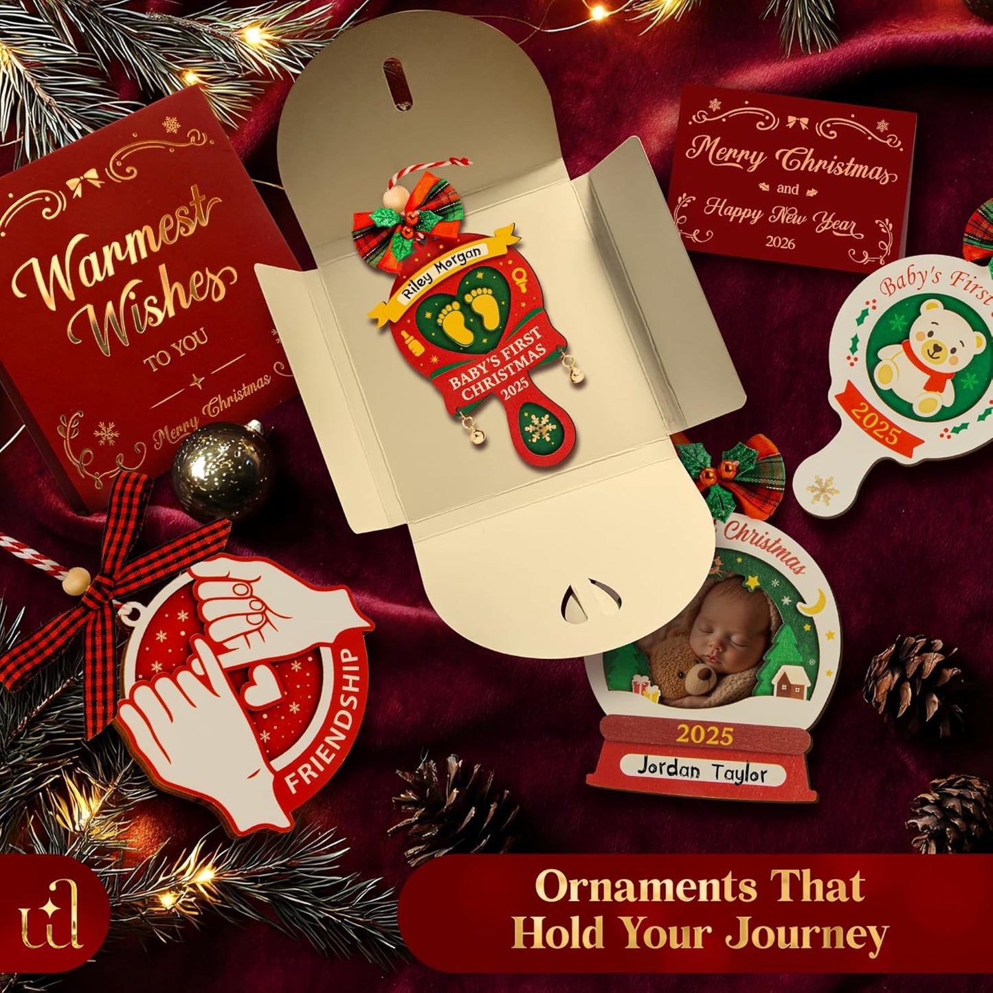 Baby First Christmas Ornament 2025 for Girl Boy - Baby's 1st for Parents, Rattle Newborn Ornament Keepsake Babys First Xmas Ornaments for Xmas Tree Decorations