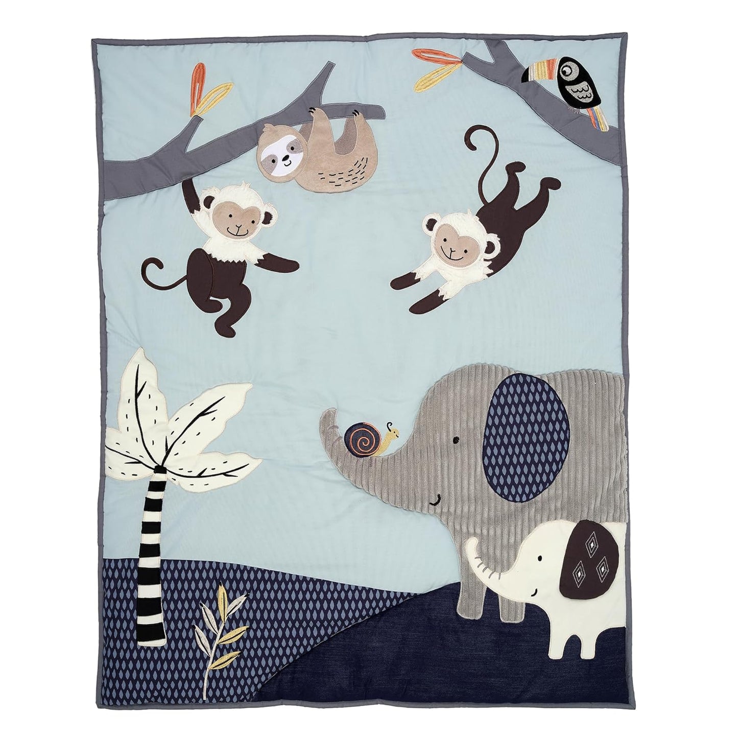 Lambs & Ivy Jungle Party 3-Piece Elephant/Monkey Baby Crib Bedding Set