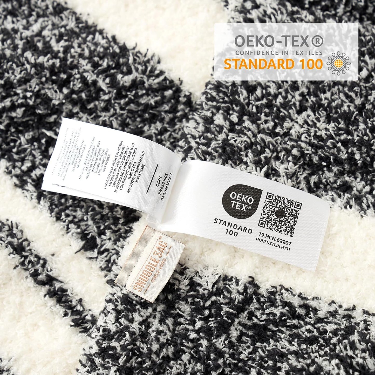 Snuggle Sac Black White Stripe Twin Size Reversible Super Soft Bedding Blanket, 60x80 inches