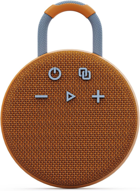 MusiBaby Travel-Ready Mini Speaker – Bluetooth 5.3, Rugged Waterproof Build, Strong Bass for Hiking Trails, Biking Loops, Back-to-School or Holiday Gifting (Yellow)