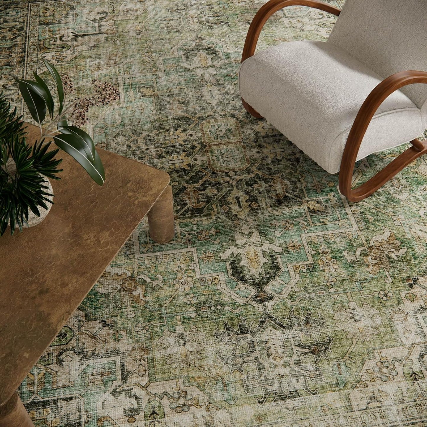 6x9 Area Rugs for Living Room: Washable Bedroom Rug Boho Vintage Rugs Stain Resistant Non Slip Low Pile Soft Lightweight Carpet for Kitchen Dining Room Farmhouse Nursery Kids Room