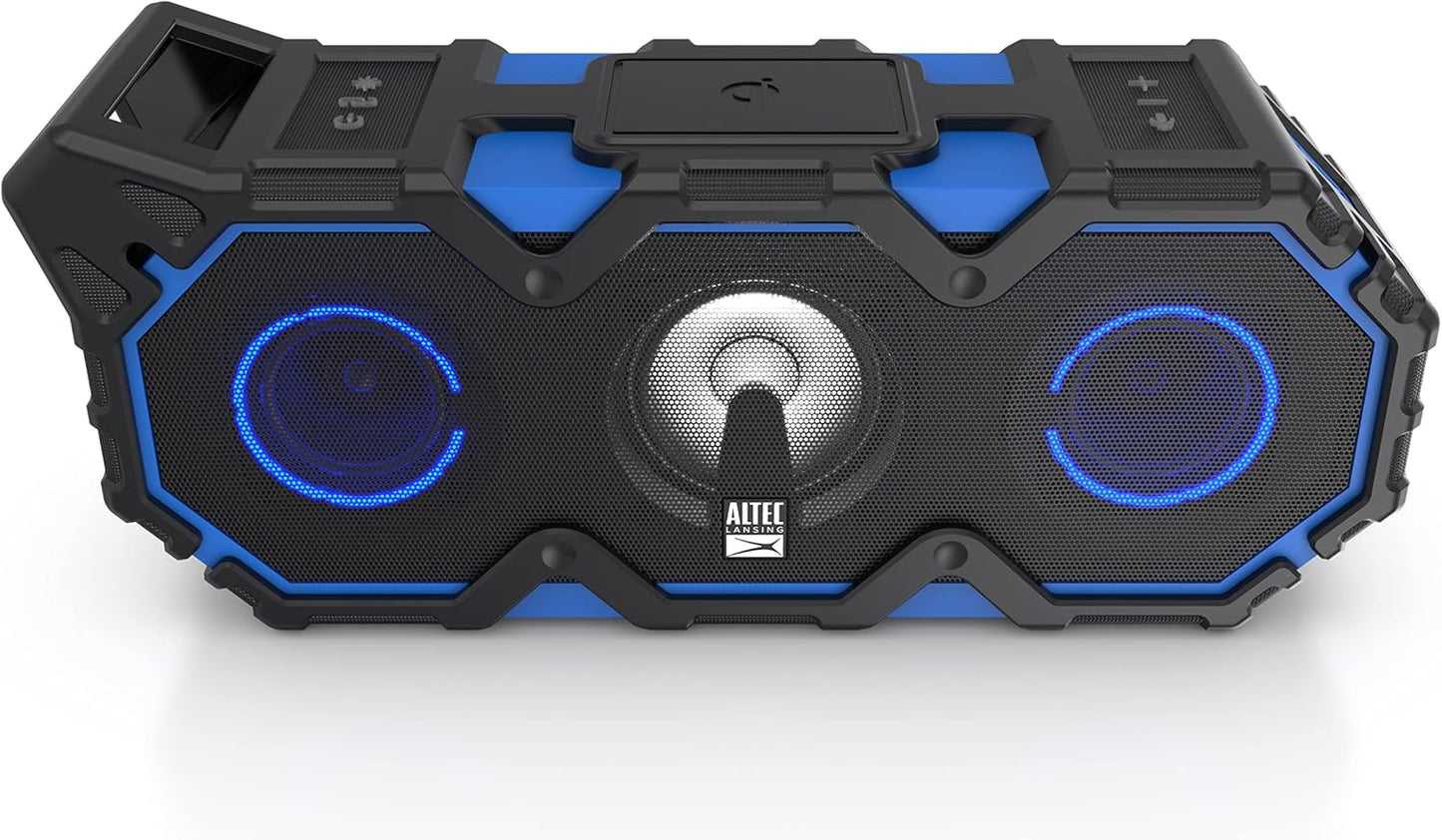 Altec Lansing Super Lifejacket Jolt - Waterproof Bluetooth Speaker, Durable & Portable Speaker with Qi Wireless Charging and Customizable Lights, Wireless Speaker for Travel & Outdoor Use