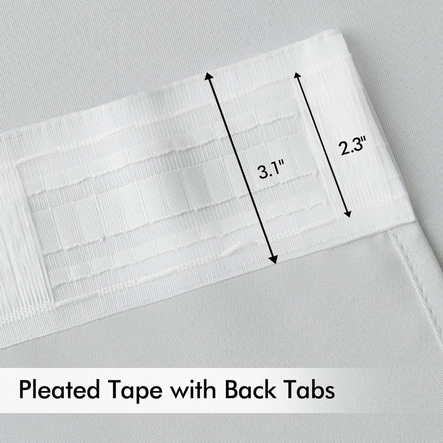 MIULEE Back Tab Light Blocking Curtains 108 Inch Long 2 Panels Set for Living Room Bedroom Privacy, Greyish White Rod Pocket/Pinch Pleated Extra Long Thermal Insulated Room Darkening Blackout Drapes