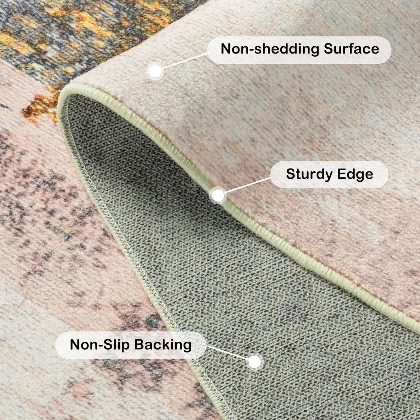 Kelarea Living Room Rug, 5x7 Rug Modern Abstract Washable Rugs Grey Faux Wool Vintage Carpets, Non Slip Rug for Bedroom, Dining Room, College Dorm, Kids Playroom, Home Office