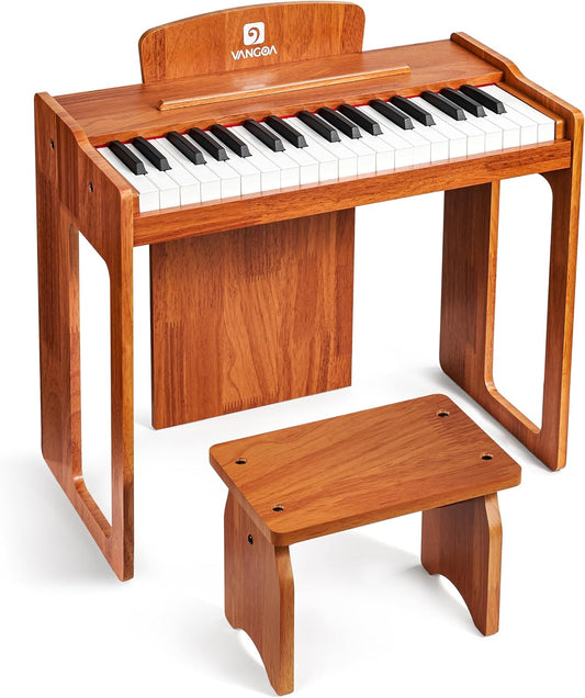 Vangoa Kids Piano Keyboard, 37 Keys Wood Digital Piano for Kids, Music Educational Instrument Toy, for Girls and Boys, Solid Wood Yellow