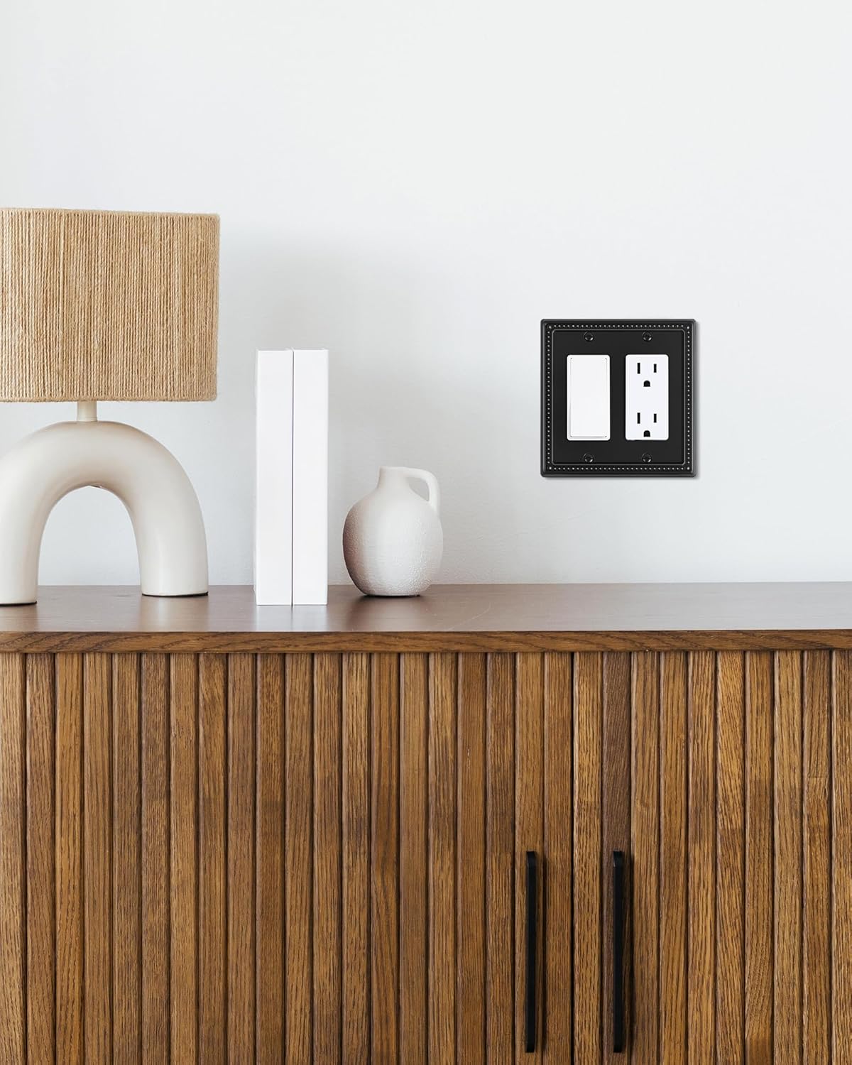 2-Pack Triple Toggle Light Switch Cover Plate, Pearls Decorative Switch Plate Covers, Black 3 Gang Metal Wall Plate, Corrosion Resistant