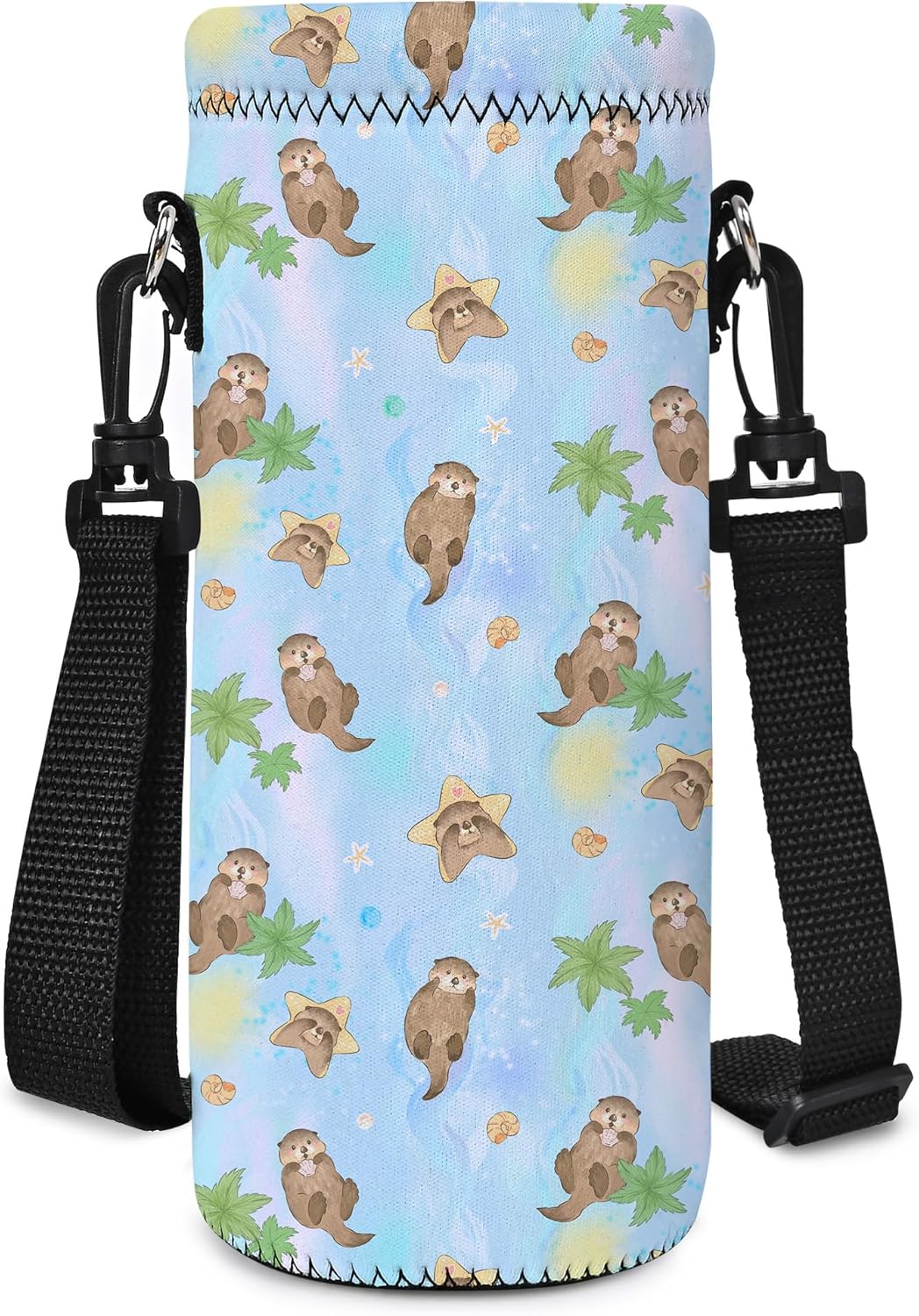 Neoprene Water Bottle Carrier Bag with Adjustable Shoulder Strap for Men Women Walking Hiking,Portable Insulated Holder Case for Stainless Steel/Glass/Plastic Bottles