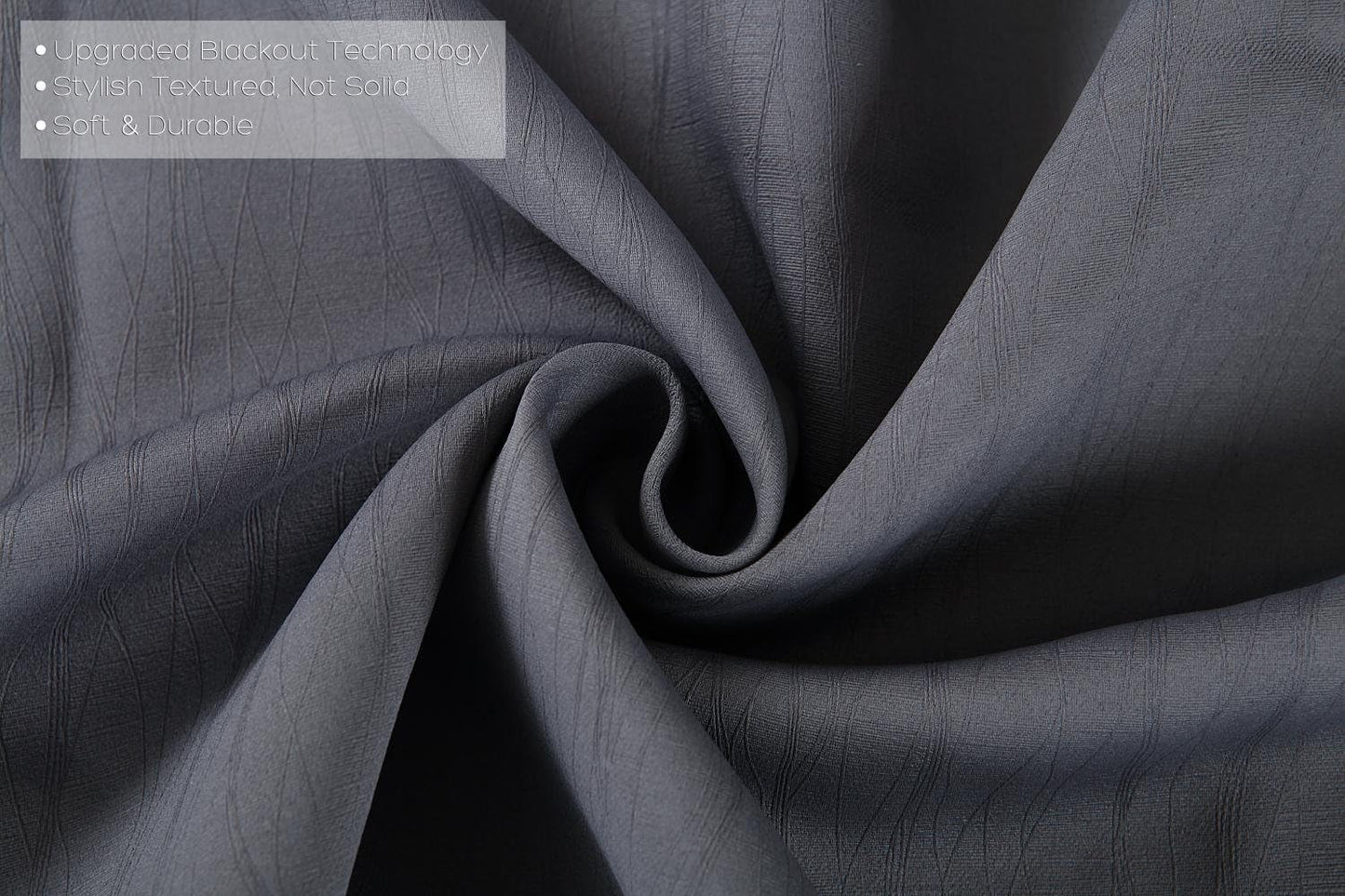 MIUCO Blackout Curtains Room Darkening Textured Grommet Window Curtains for Living Room 2 Panels 52x84 Inch Dark Grey