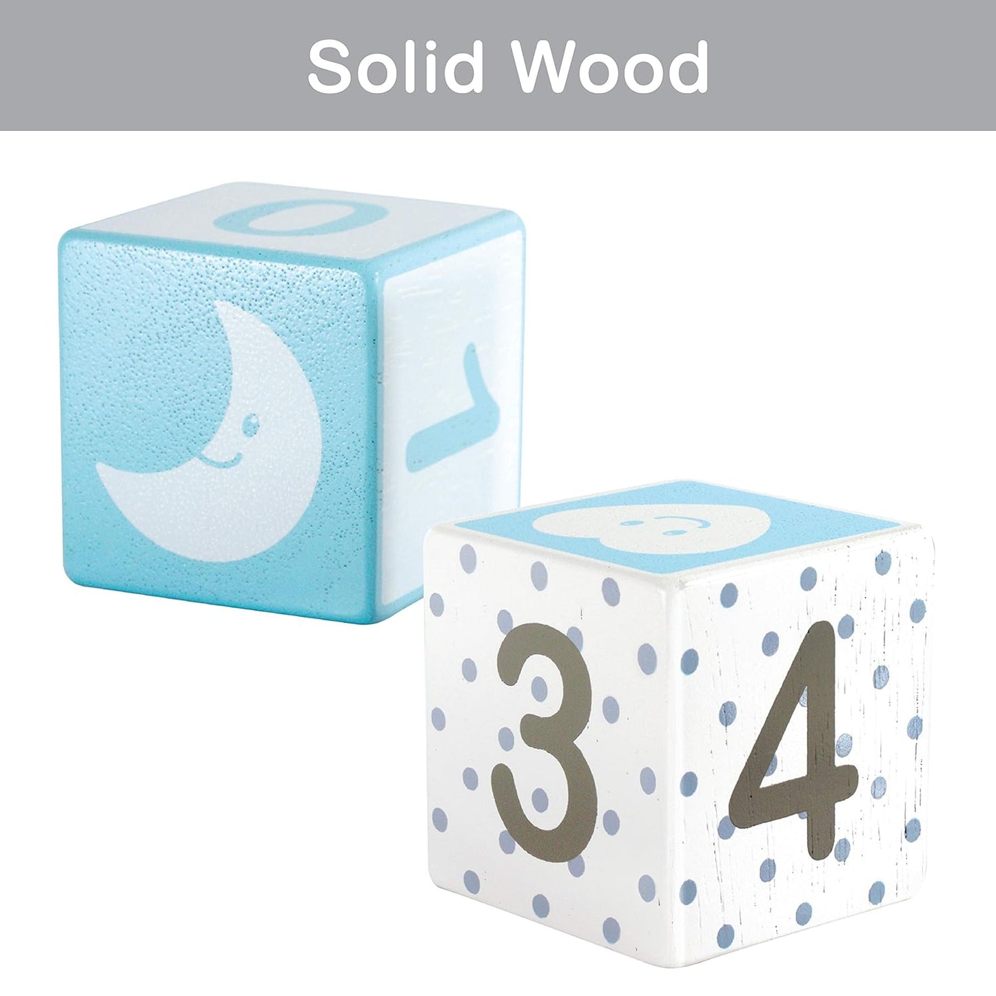 I'm Solid Wood Monthly Weekly Yearly Milestone Age Blocks, Newborn Gifts & Keepsakes for Picture Props (4 Pcs/Blue)