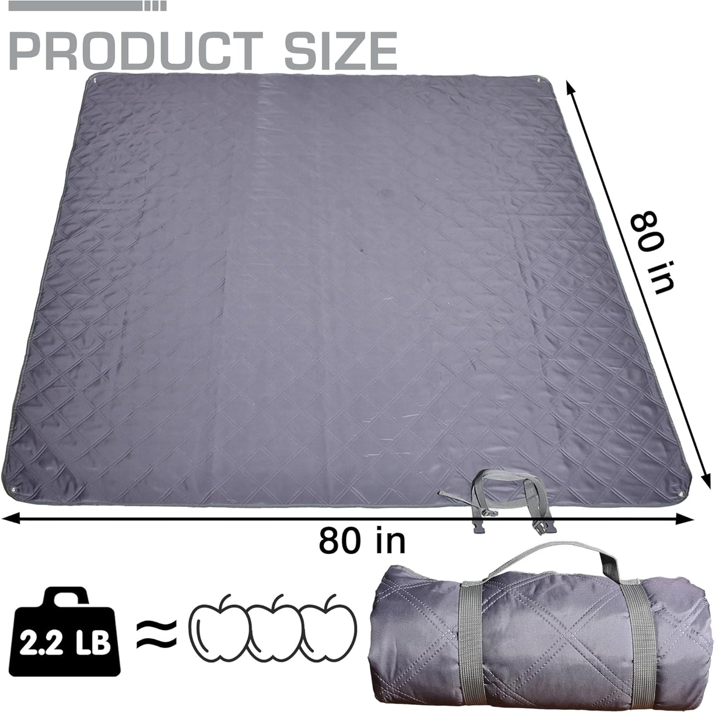 Waterproof Picnic Blanket 80 * 80 in Portable with Carry Strap for Beach Mat or Family Outdoor Camping Party, Park Blanket for Grass Park, Hiking, Travel