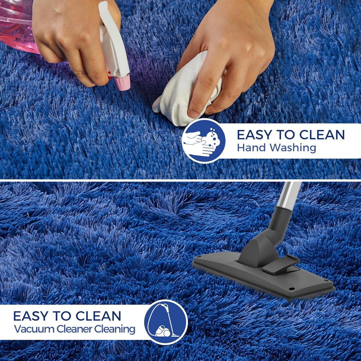 Ultra Soft Rug for Living Room, 9X12 Fluffy Shag Area Rug for Bedroom, Modern Shaggy Carpets Fuzzy Rug for Teens Dorm Nursery Home Decor Aesthetic, Upgrade Anti-Skid Durable, Blue