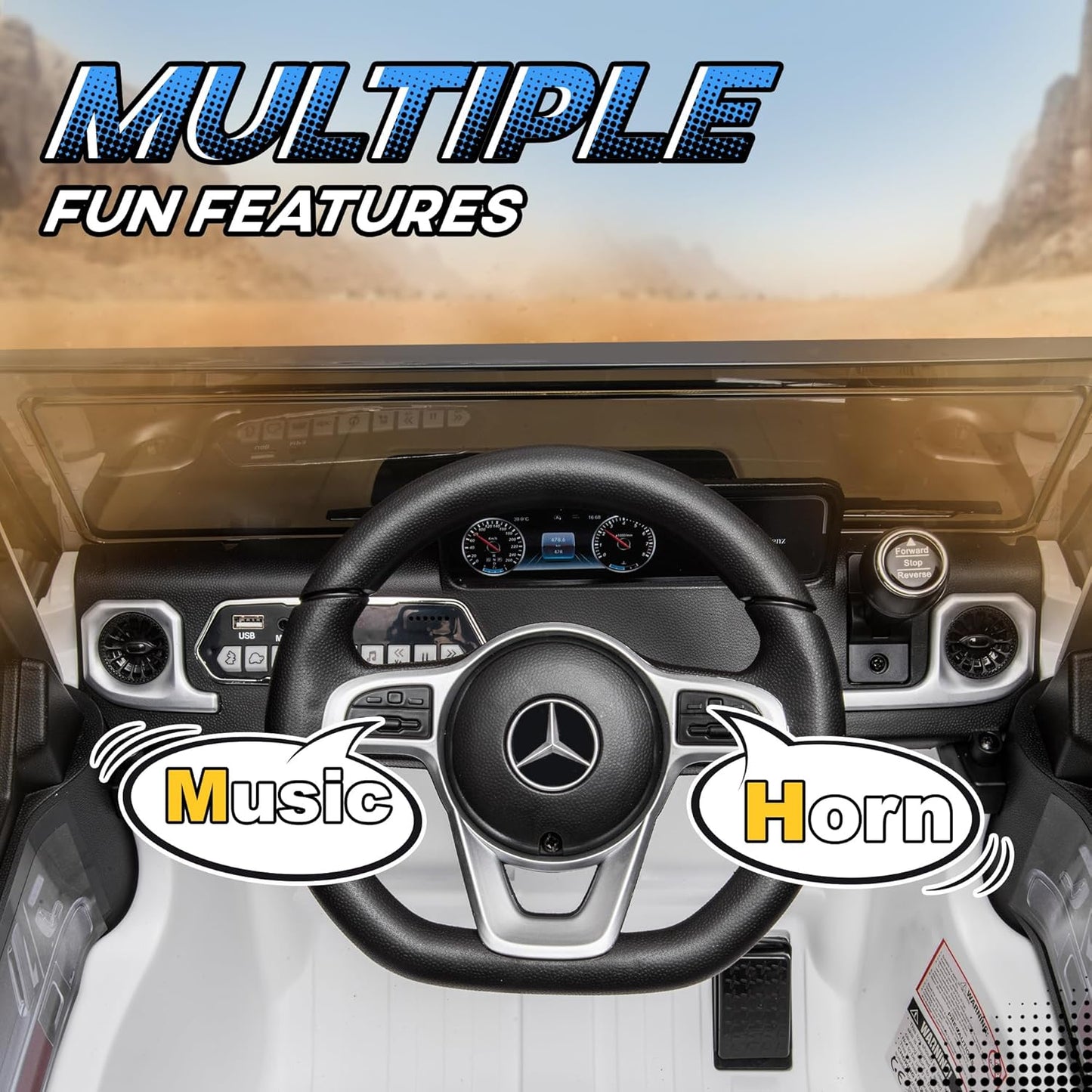 Aosom 12V Kids Electric Car, Mercedes Benz G500 Licensed Battery Powered Ride on Truck for Kids with Remote Control, Headlights, Music, Suspension & Storage for Boys and Girls, White