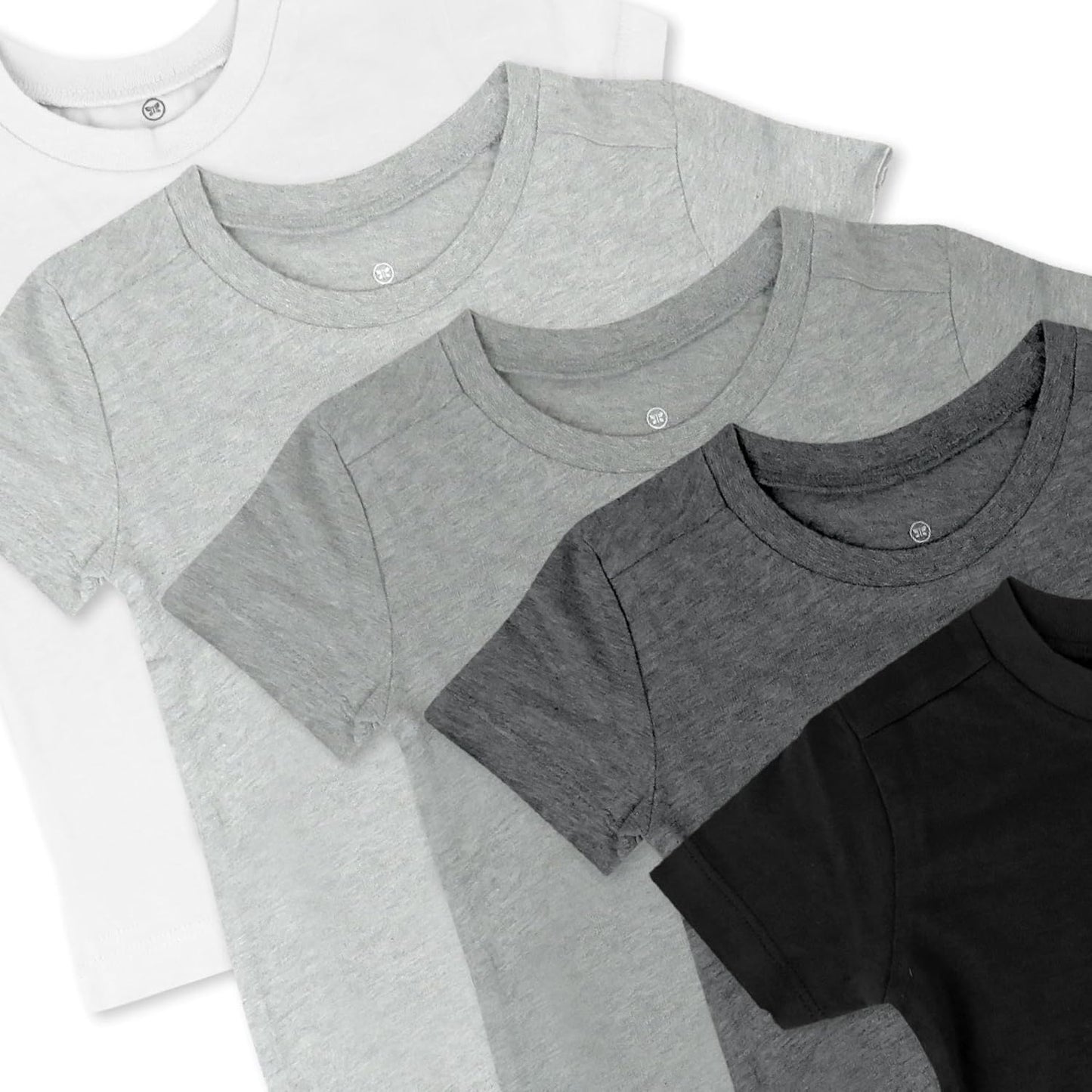 HonestBaby 5-Pack Short Sleeve T-Shirts 100% Organic Cotton Baby, Toddler, Little Kid, Boy, Girl, Unisex