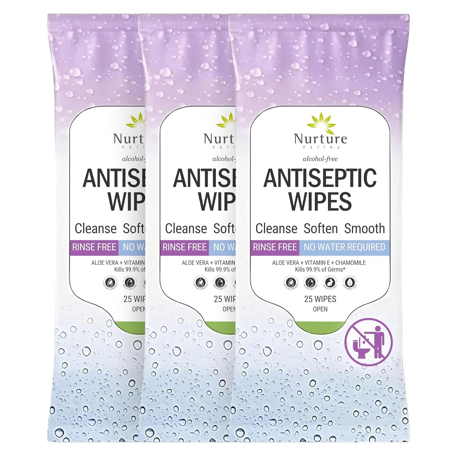Nurture XL Antibacterial Body & Hand Wipes | Alcohol-Free Antiseptic Wet Sanitizer Towelettes for Germ Removal, Disinfecting Skin, Sanitizing Hands |Cleaning Cloths | Adults & Baby | Thick & Strong