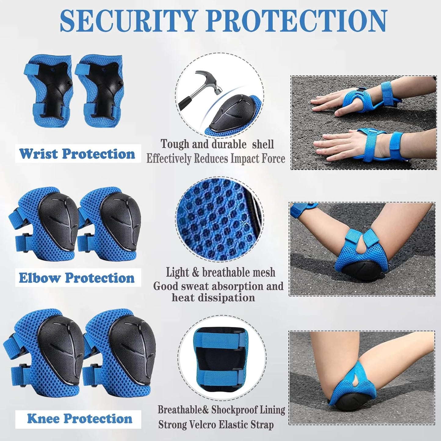 Kids Helmet,Toddler Skateboard Helmets for Ages 2-3-5-8-14 Years Boys Girls with Knee and Elbow Pads Wrist Guards fit Roller Skates,Skateboarding,Skating Scooter Adjustable Kids Helmet