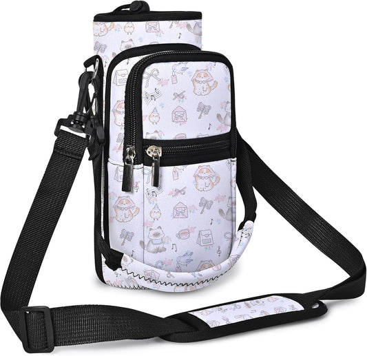 AUPET Water Bottle Sling Bag Sleeve Holder Carrier 25/32/40/64 oz,Insulated Crossbody Water Bottle Case Cover with Strap and Pockets for Men/Women Walking Hiking