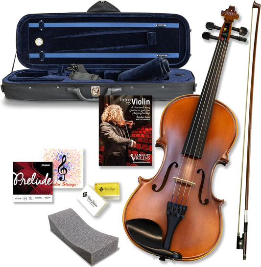 Bunnel Premier Violin Outfit 1/16 Size - Carrying Case and Accessories Included — Solid Maple Wood and Ebony Fittings By Kennedy Violins