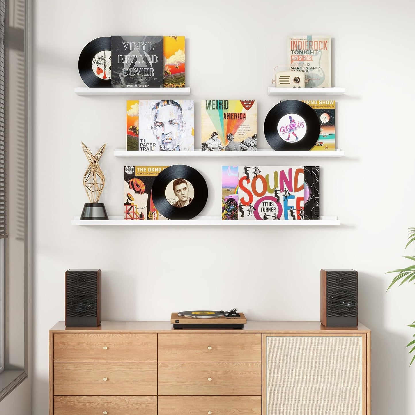 Floating Picture Ledge Shelves for Wall Set of 4, 24 Inch Wall Shelves with Lip Long Large Nursery Book Shelf for Toys Storage Kids Bookshelf Wall Mounted Living Room Bedroom Decor Frames