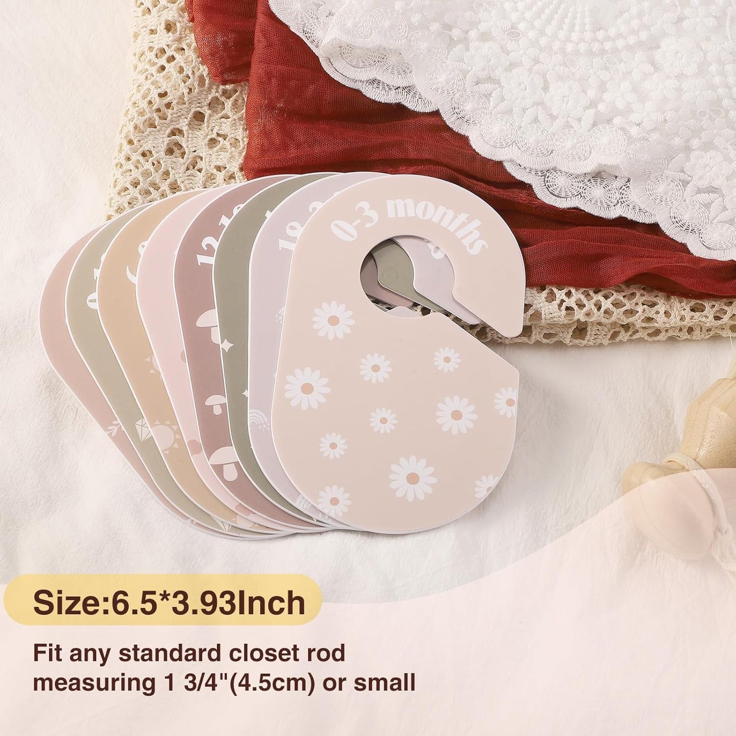 WSICSE Baby Closet Divider, Double-Sided Baby Clothes Organizer Nursery Decor Closet Dividers for baby Clothes 8 Designs from Newborn to 24 Month