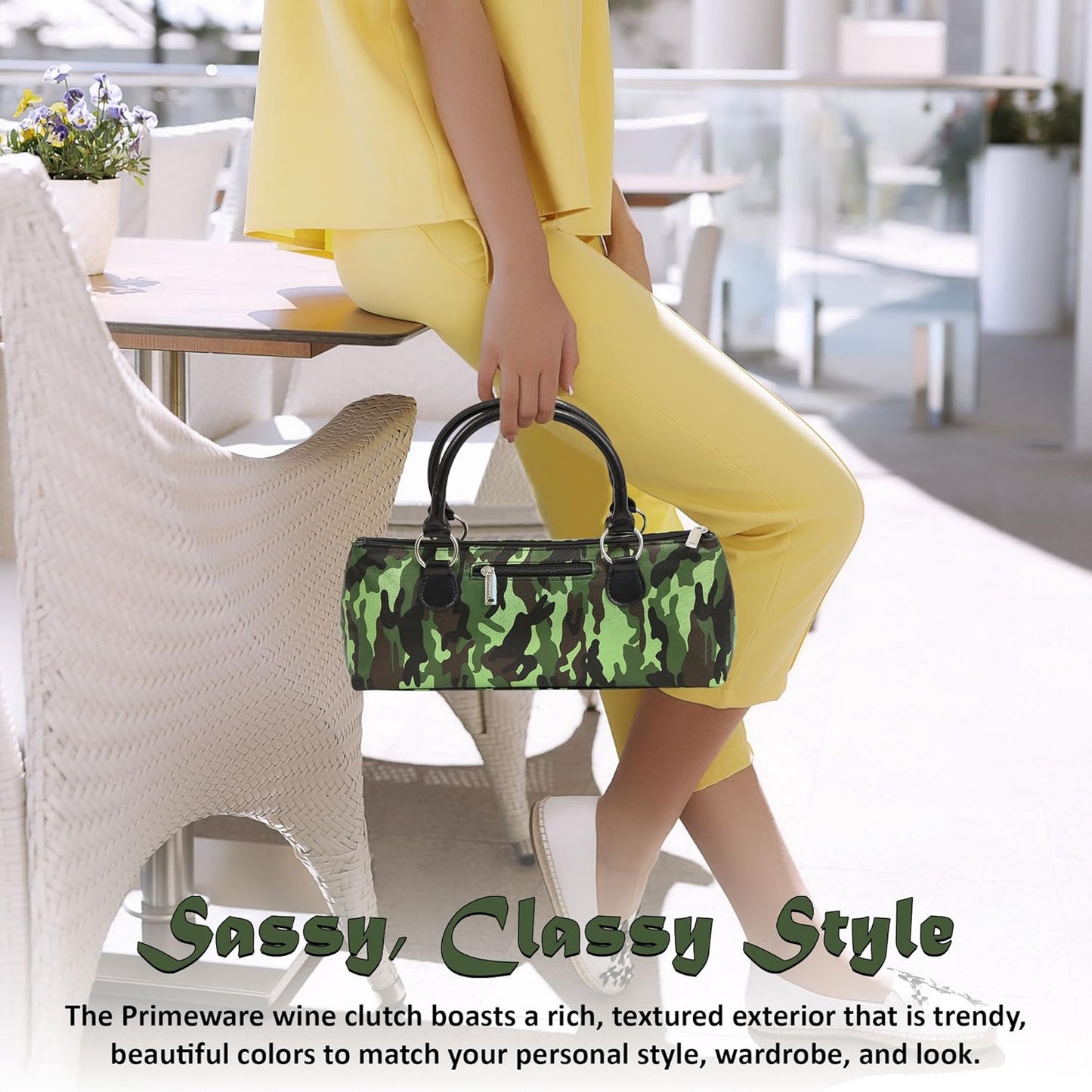 Wine Clutch Bag (Thermal Insulated) Trendy Women's Carry Tote | Holds Red & White 750mL Bottles | Trendy Fashion | Incl. Portable Waiter-Style Corkscrew