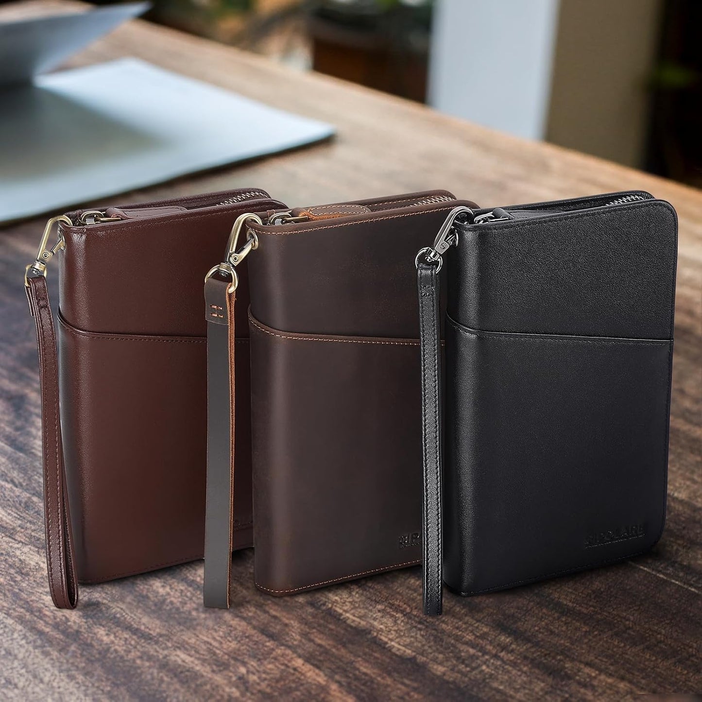 Polare Full Grain Leather Passport Holder Cover Case for Men and Women RFID Blocking Family Travel Wallet Holds 6 Passports