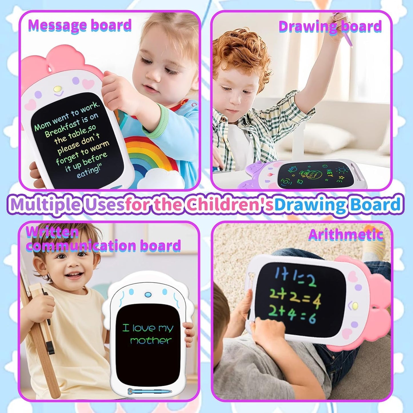 LCD Writing Tablet for Girl 3 4 5 6 Year Old 10 Inch, Drawing Board, Doodle Pad, Paint, Travel Toys, Road Trip, Birthday Gifts for Kids (Bunny Witch)