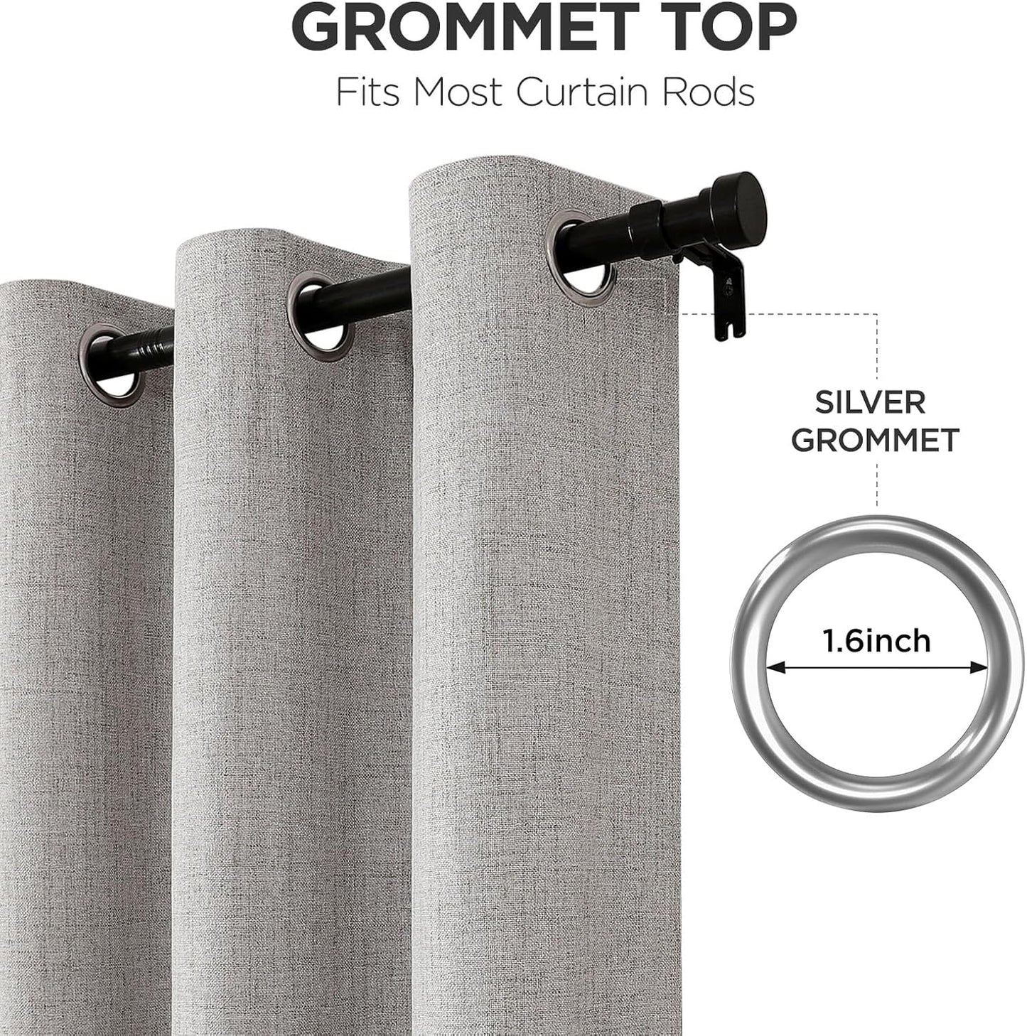 Joydeco Blackout Curtains 72 Inches Long 2 Panels Burg, Room Darkening Curtains for Bedroom, 100% Black Out Textured Thermal Drapes Privacy Protection 2 Panels Set(W52 x L72 Inch, Greyish White)