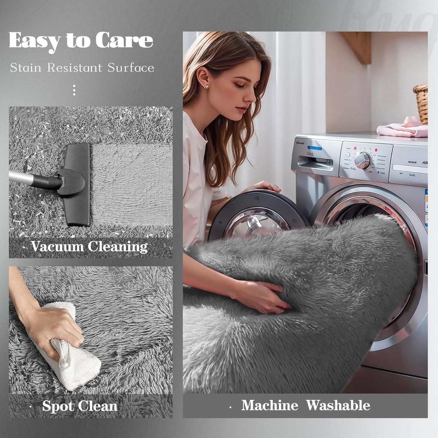 6x9 Area Rug for Living Room: Fluffy Shag Soft Washable Rugs Large Fuzzy Plush Indoor Carpet for Bedroom Nursery Playroom Kids Girls Boys Room (Dark Grey, 6'x9')